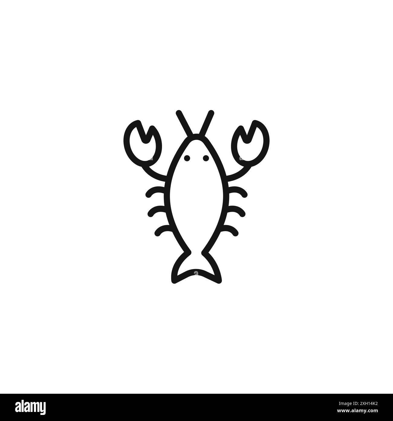 contour de vecteur de signe de logo d'icône de homard en couleur noire et blanche Illustration de Vecteur