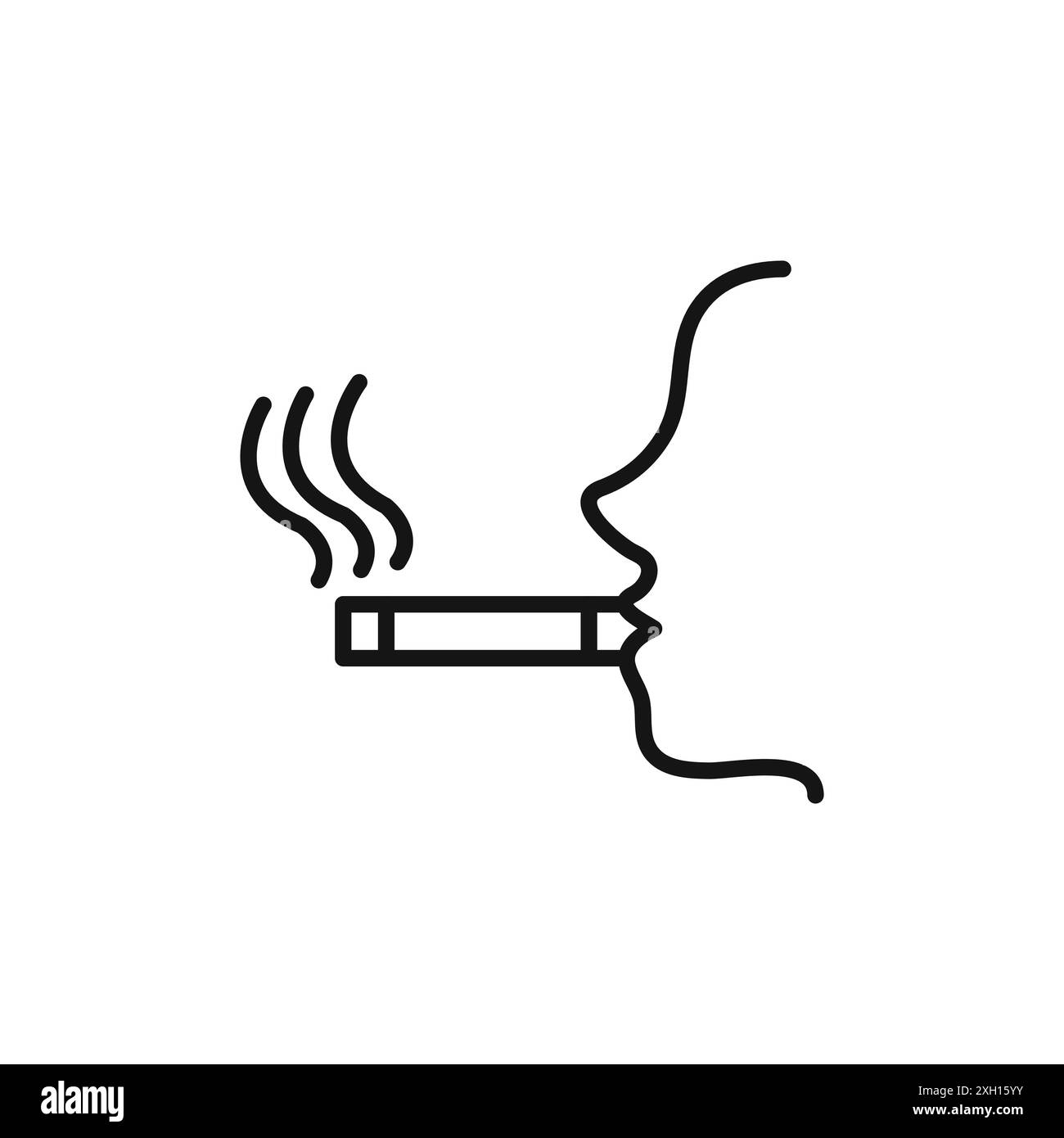 homme fumant icône cigarette logo logo contour de vecteur de couleur noire et blanche Illustration de Vecteur