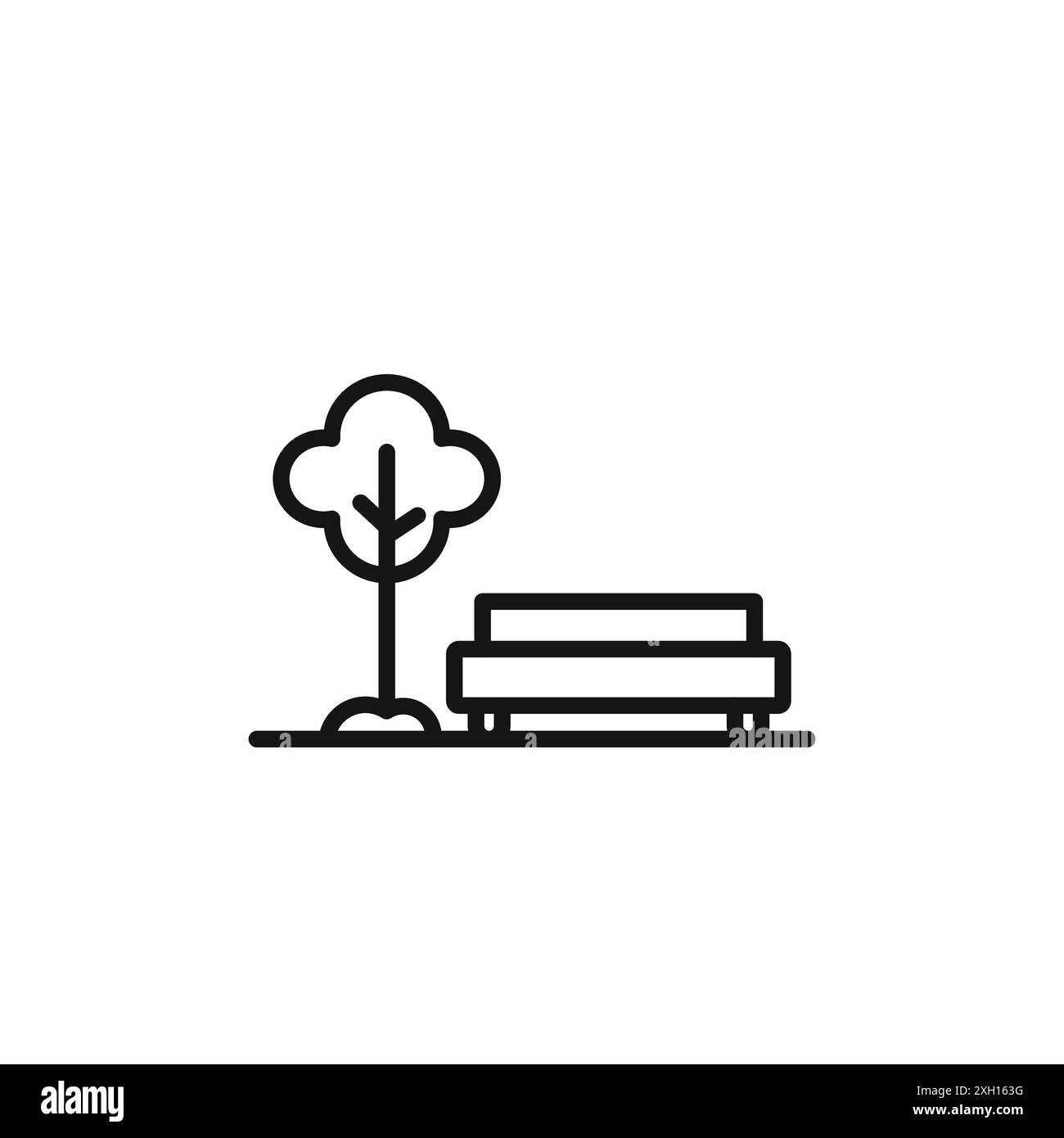 Contour de vecteur de signe de logo d'icône de parc en couleur noir et blanc Illustration de Vecteur