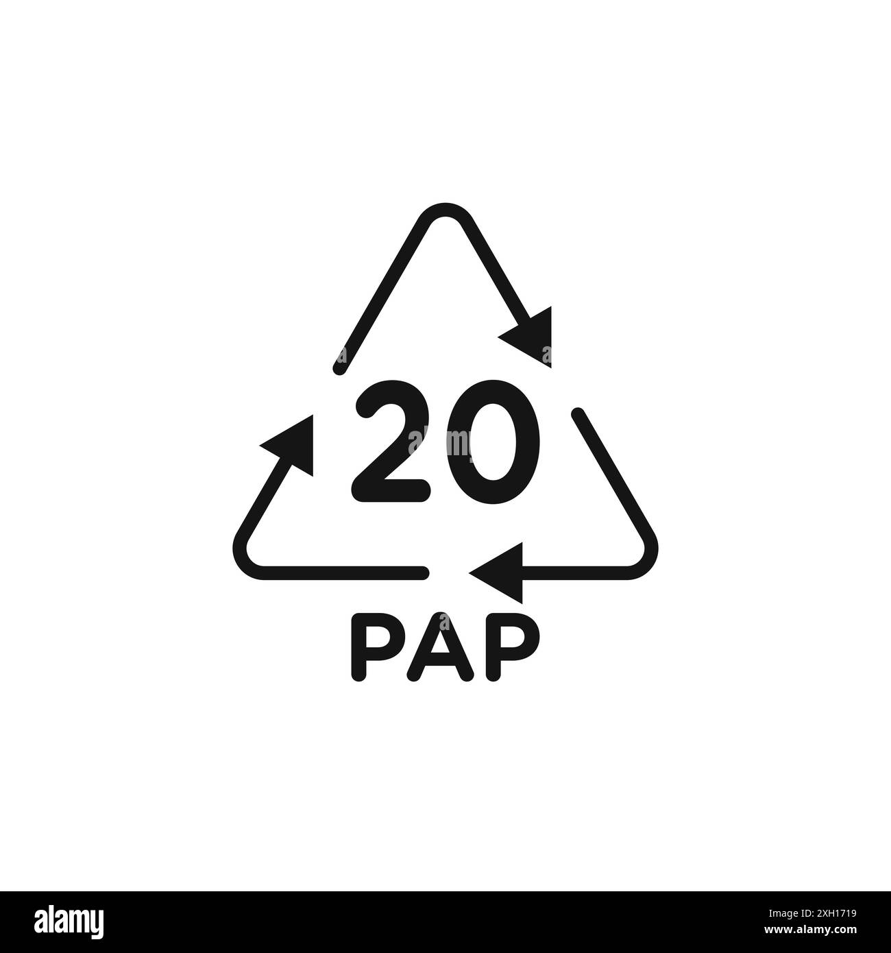 Recyclage de papier PEP 20 icône logo signe vectoriel contour en noir et blanc Illustration de Vecteur