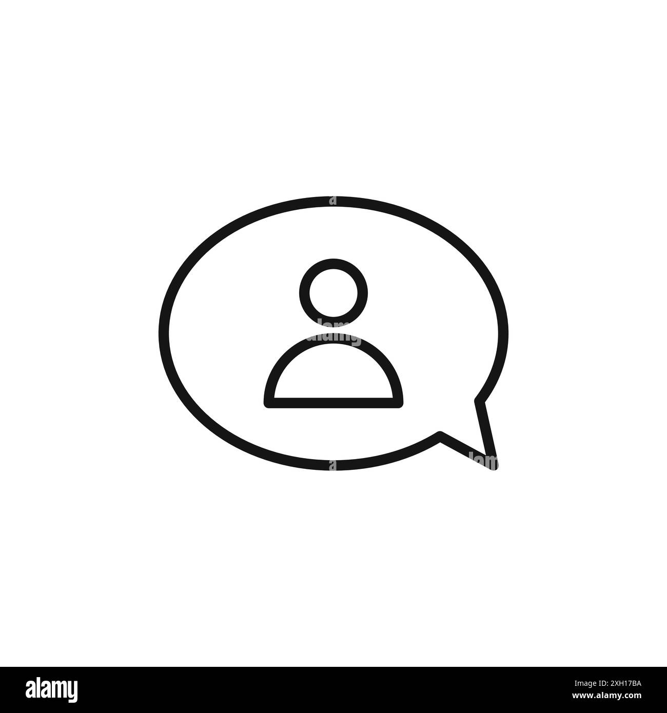 Contour vectoriel de signe de logo de conversation de personne en noir et blanc Illustration de Vecteur