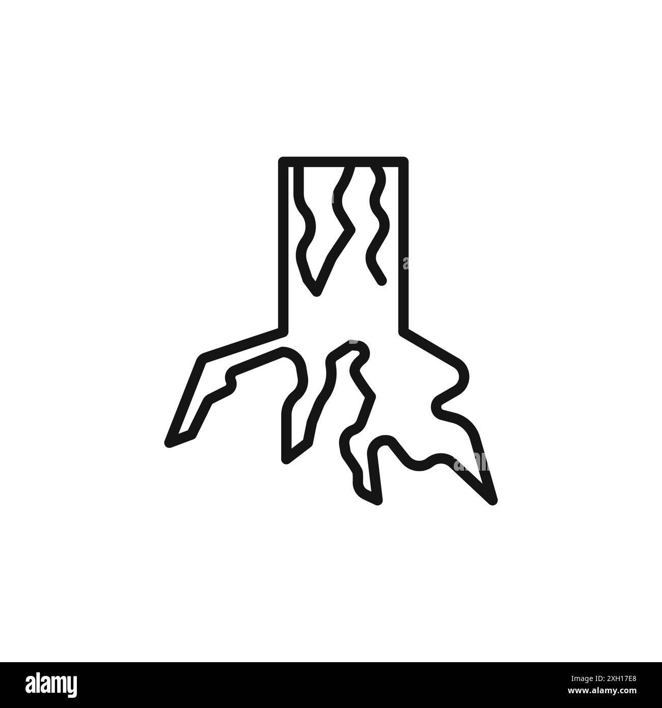 contour de vecteur de signe de logo d'icône de racines en caoutchouc en couleur noire et blanche Illustration de Vecteur