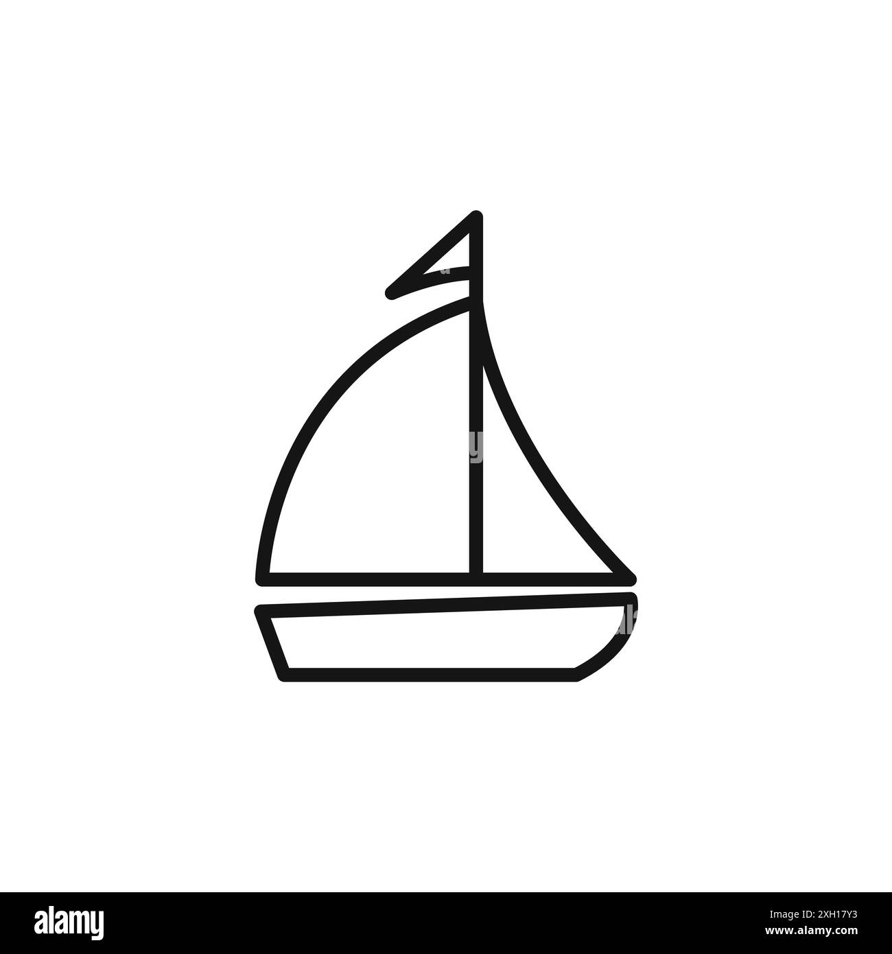 Contour de vecteur de signe de logo d'icône de voilier en couleur noire et blanche Illustration de Vecteur