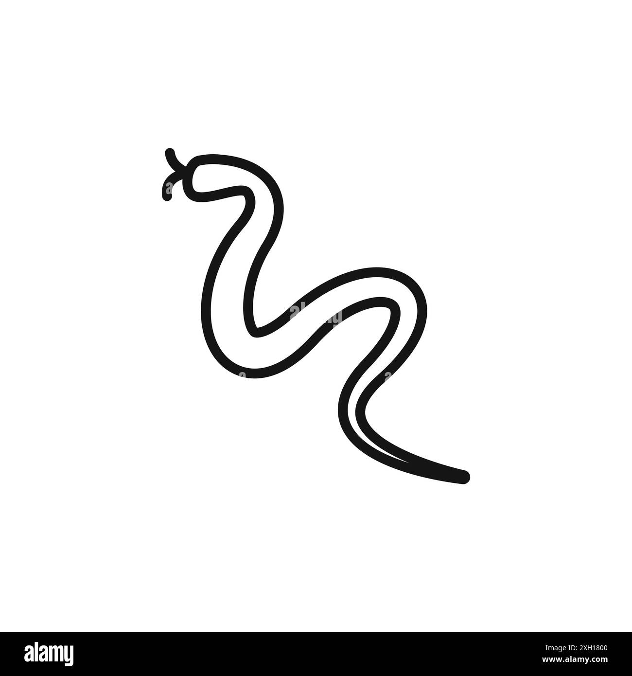 Contour vectoriel de signe de logo d'icône de serpent en noir et blanc Illustration de Vecteur