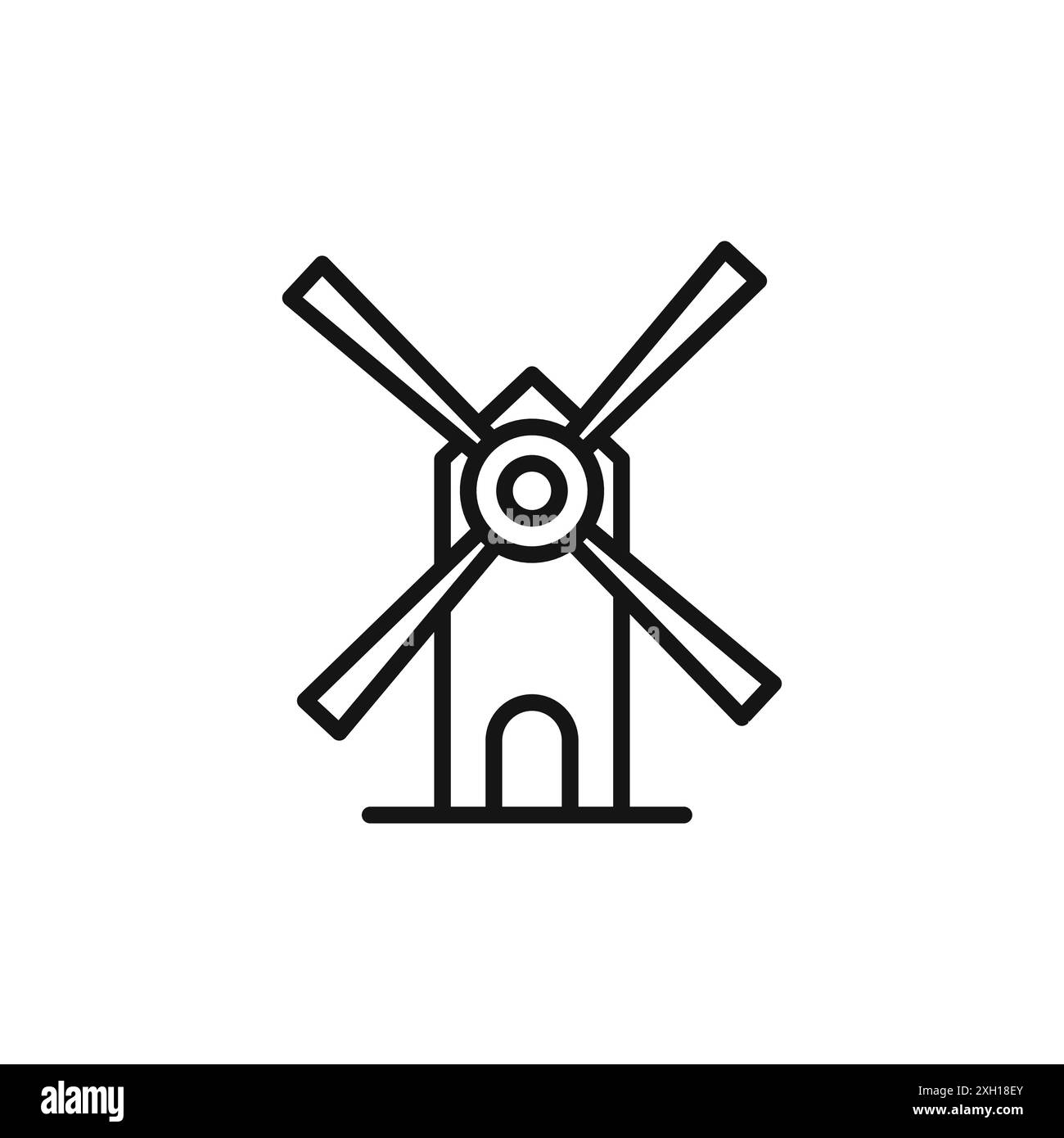 contour de vecteur de signe de logo d'icône de moulin à vent en couleur noire et blanche Illustration de Vecteur