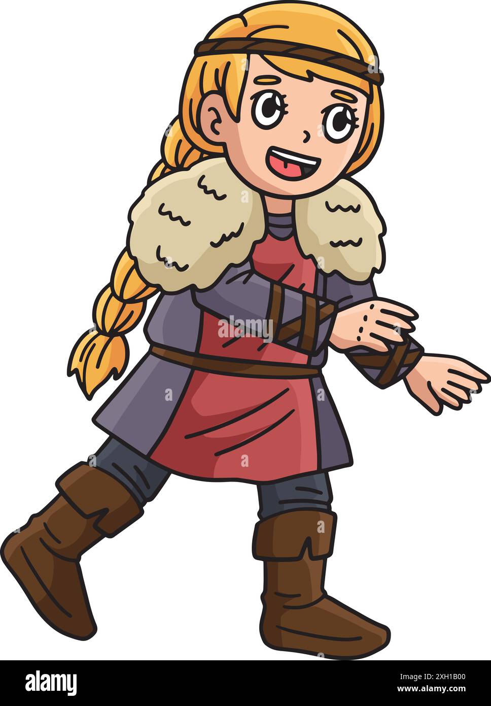 Viking Girl Cartoon Colored Clipart illustration Illustration de Vecteur