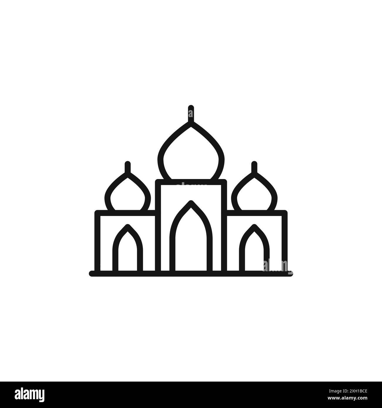 Taj Mahal Palace icône logo logo contour vectoriel en noir et blanc Illustration de Vecteur