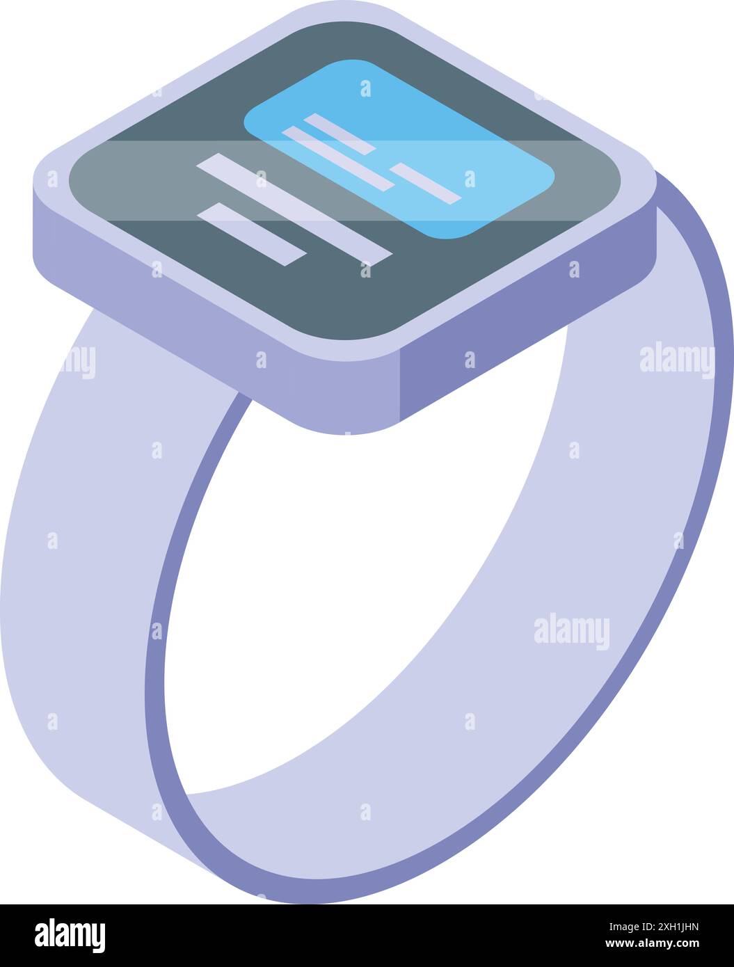 Bracelet intelligent affichant un message texte à l'écran avec vue isométrique Illustration de Vecteur