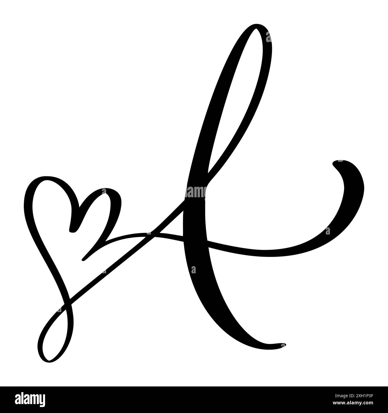 Vector Vintage Heart lettre monogramme logo A. Love calligraphie élément Valentine Flourish. Signe dessiné à la main pour illustration de conception de décoration de page Illustration de Vecteur