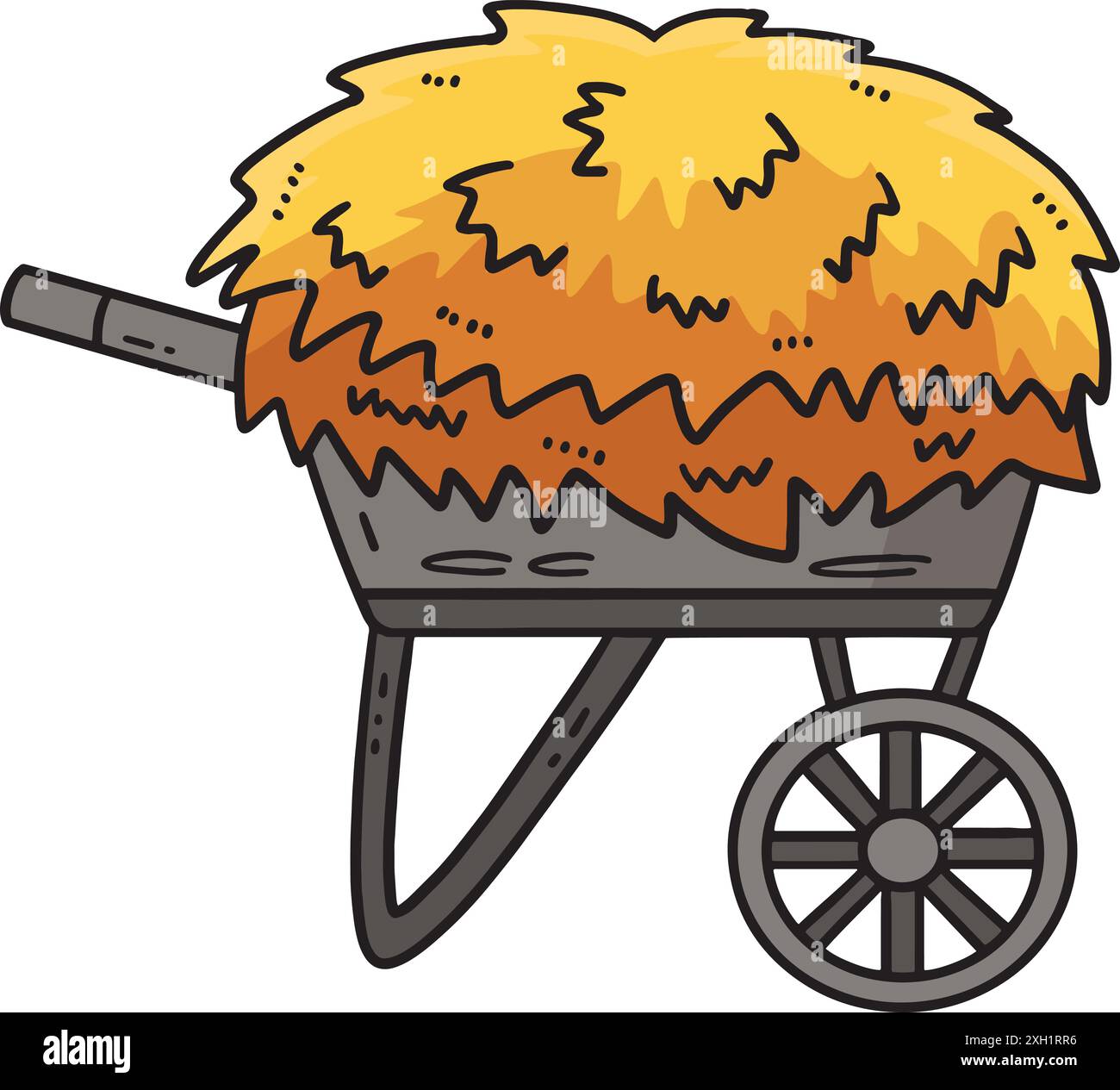 Brouette Hay Cartoon Colored Clipart Illustration de Vecteur