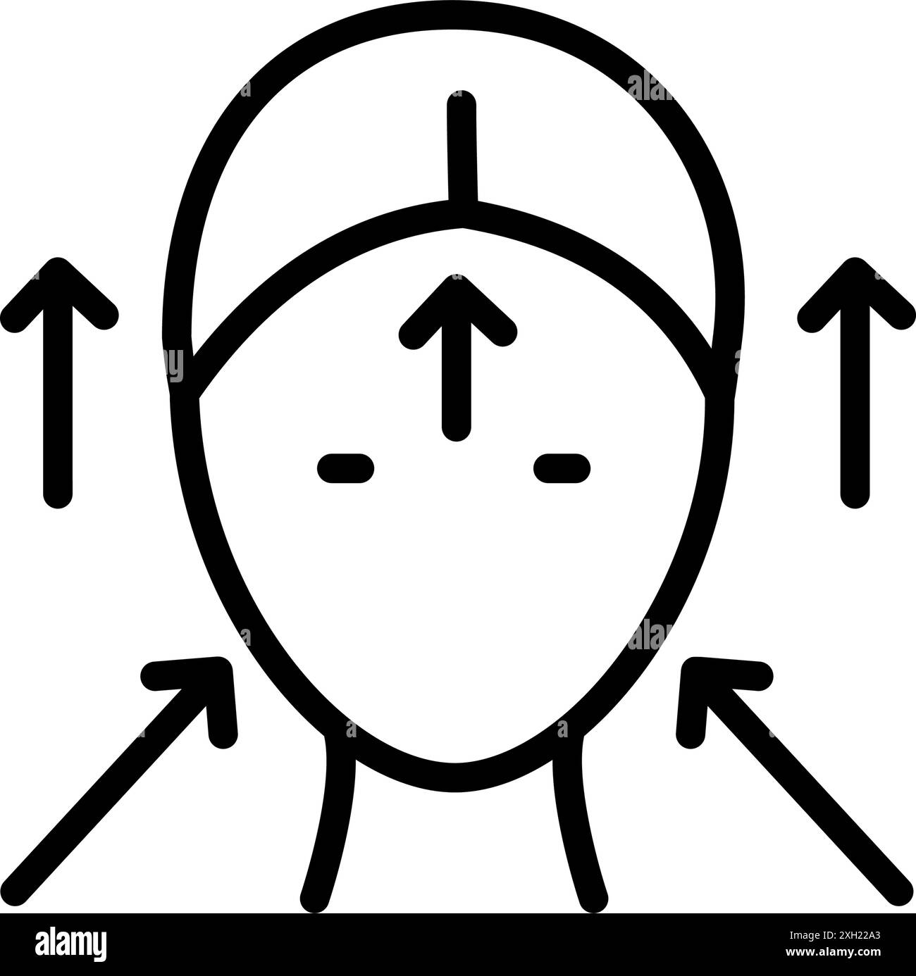 Icône visage et ligne beauté. Pictogramme vectoriel de cosmétologie esthétique, soins de la peau anti âge. Simple signe de contour pour la clinique de chirurgie plastique. Masseur facial Illustration de Vecteur