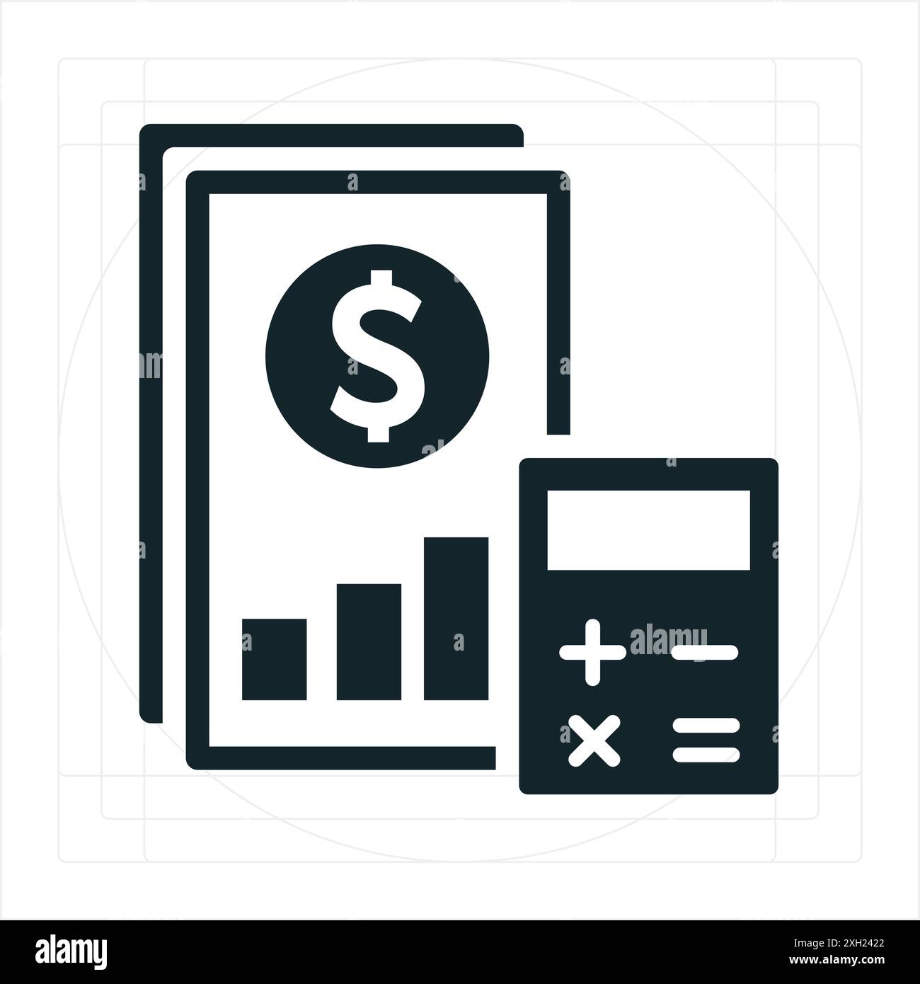 Icône du compte de résultat Une illustration vectorielle en monochrome, représentée entièrement remplie. Illustration de Vecteur