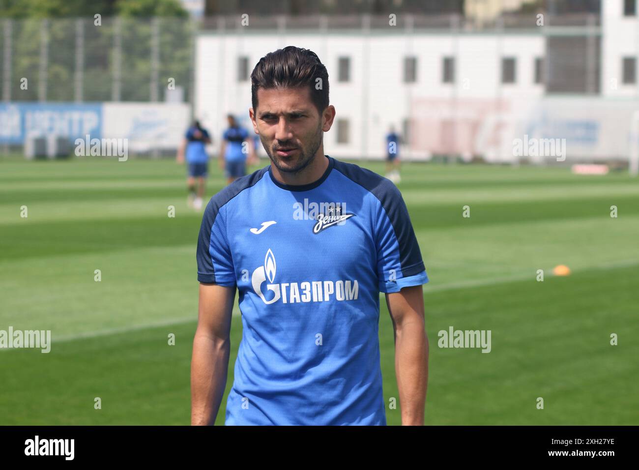 Saint-Pétersbourg, Russie. 11 juillet 2024. Aleksei Sutormin (19 ans), du club de football Zenit vu lors d'un entraînement ouvert à la base d'entraînement du Zenit FC à Saint-Pétersbourg avant le match de football Zenit Saint-Pétersbourg - Krasnodar, Super Coupe de football russe Olimpbet 2024, qui se tiendra à Volgograd. Crédit : SOPA images Limited/Alamy Live News Banque D'Images