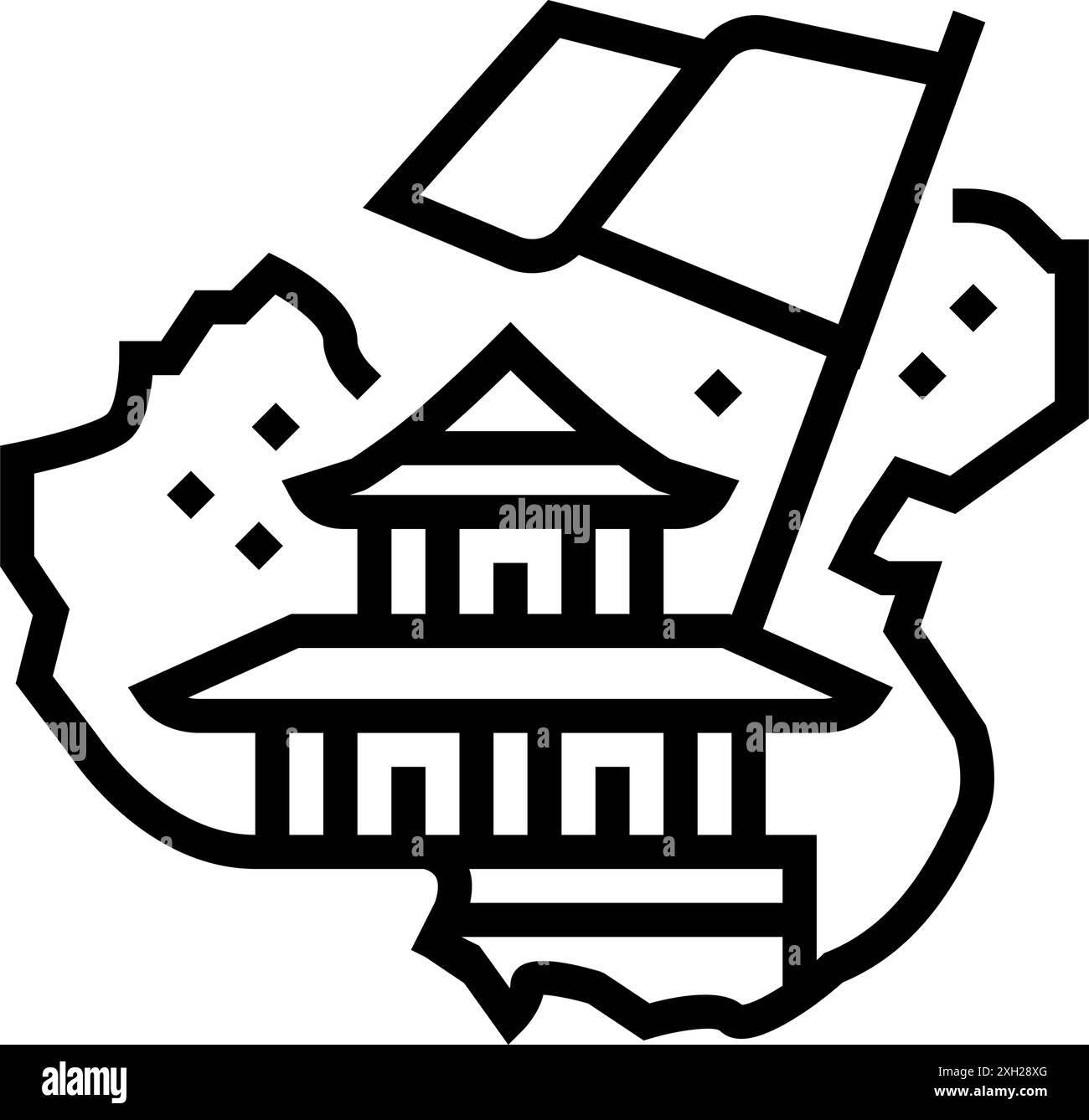 journée nationale de la république de chine illustration vectorielle d'icône de ligne Illustration de Vecteur