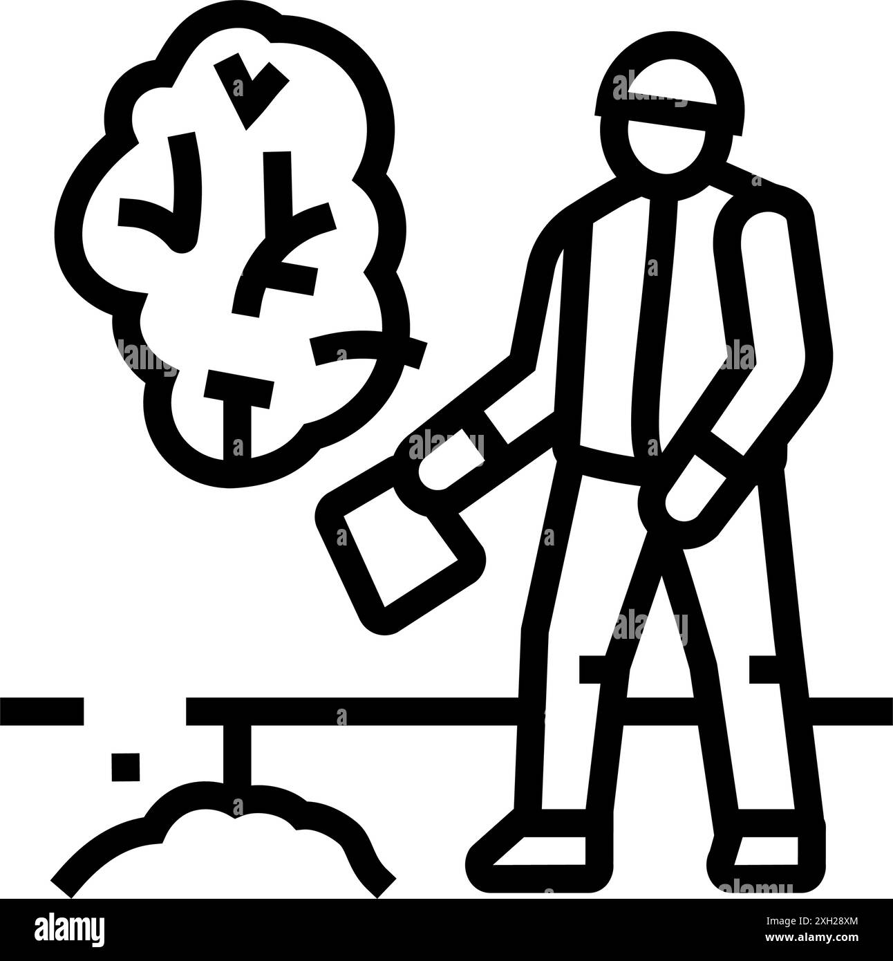 illustration vectorielle d'icône de ligne de vacances chinoise de jour de plantation d'arbres national Illustration de Vecteur