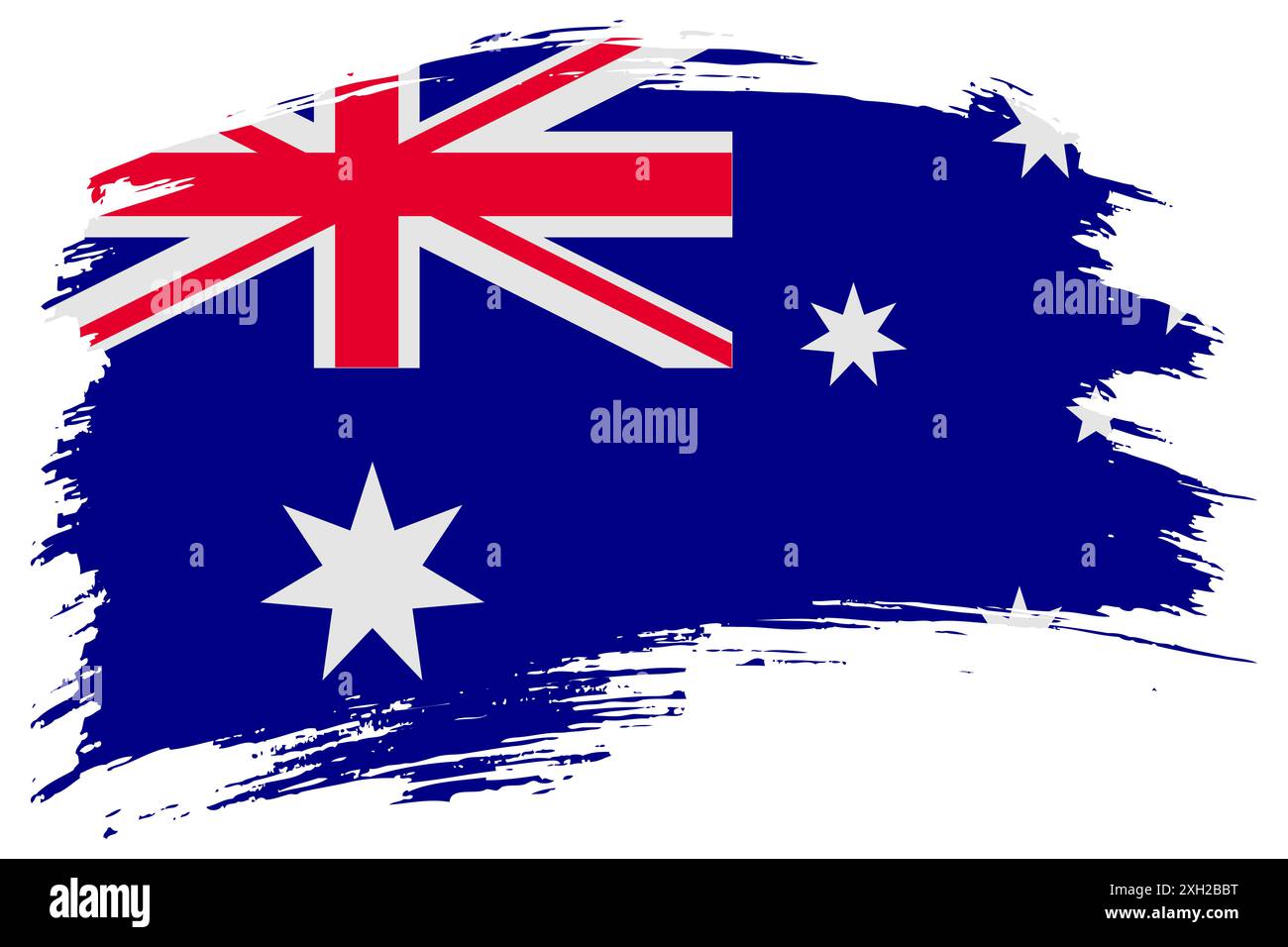 Fond de drapeau de coup de pinceau Australie. Bannière isolée peinte australienne de style grunge dessinée à la main. Banque D'Images