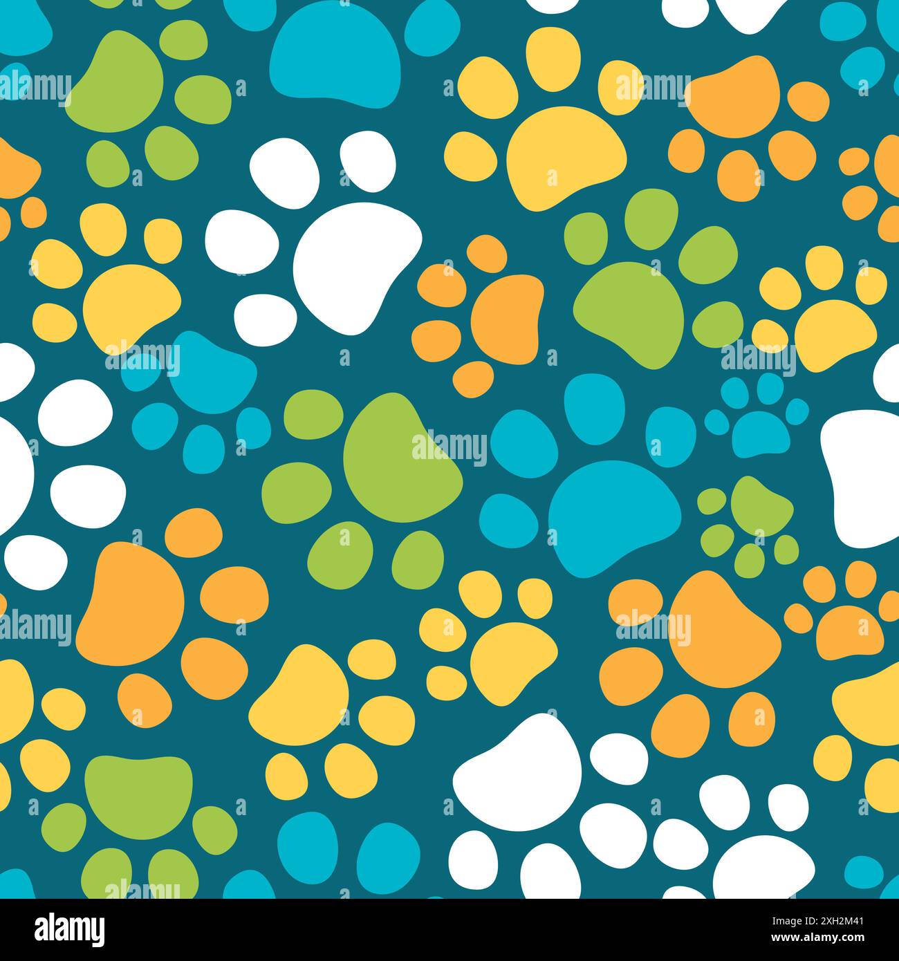 Motif de paw pour animaux sans coutures. Fond d'empreinte de chat ou de chien. Illustration vectorielle colorée. Illustration de Vecteur