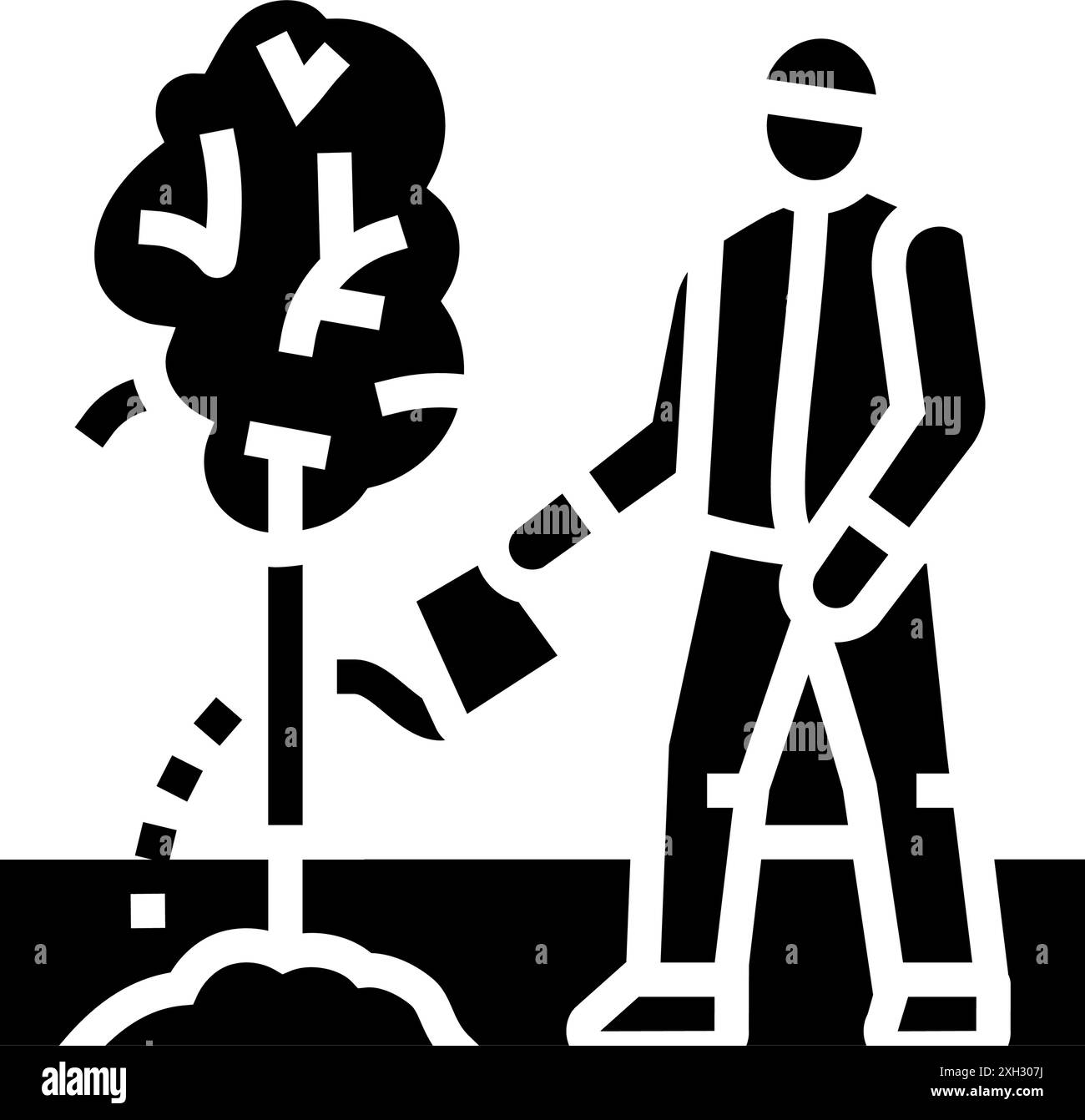 illustration vectorielle d'icône de glyphe de vacances chinoise de jour de plantation d'arbres national Illustration de Vecteur