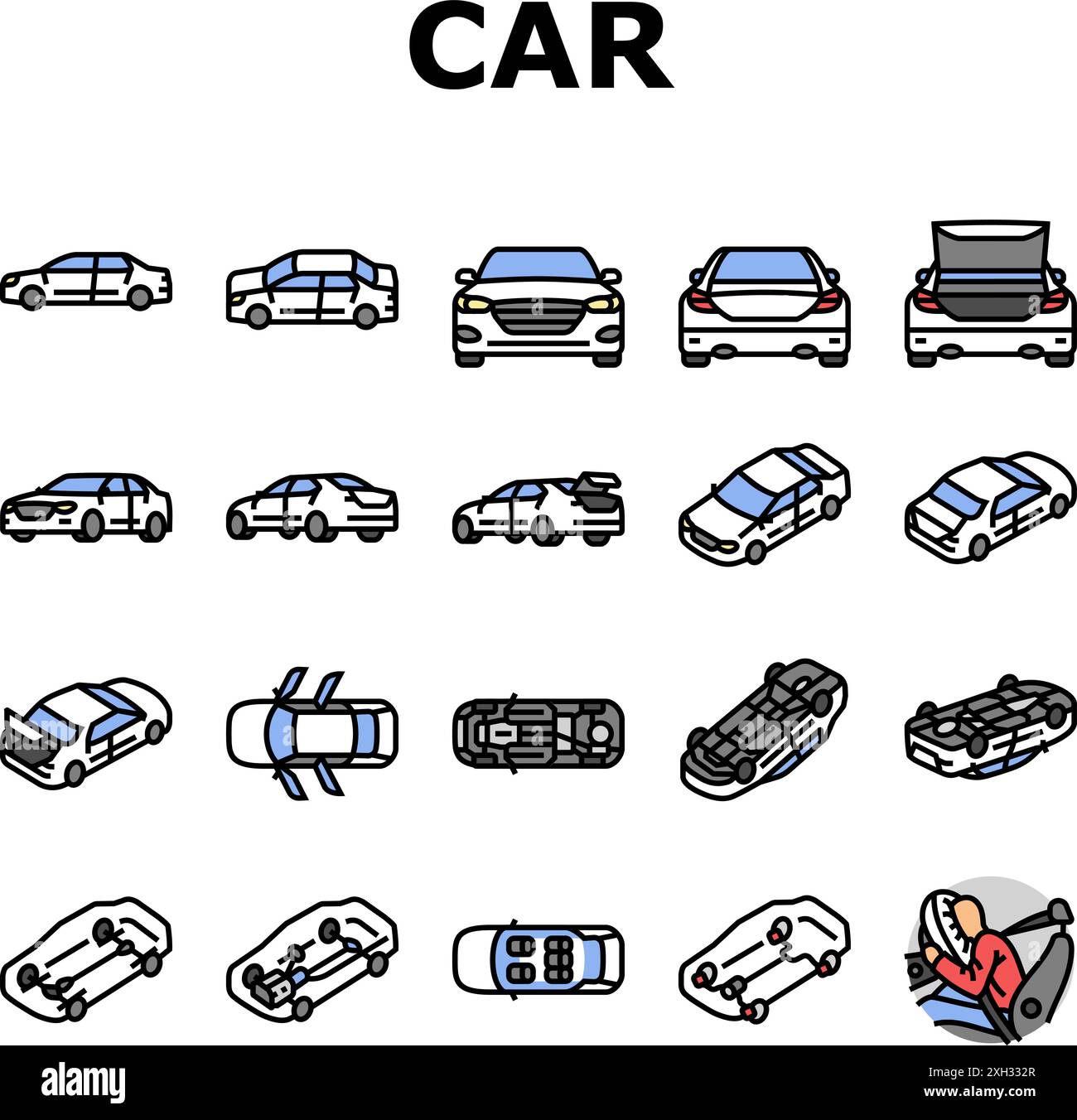 les icônes de transport automatique de véhicule de voiture définissent le vecteur Illustration de Vecteur