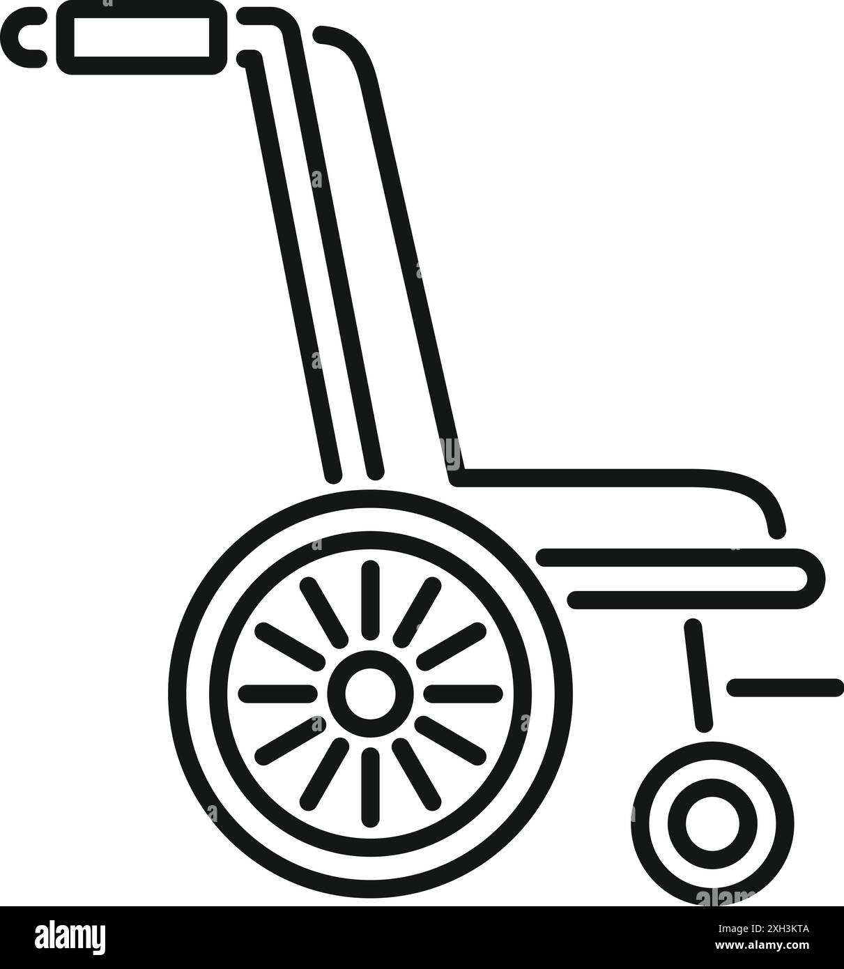 Icône de ligne d'un fauteuil roulant, mettant l'accent sur la mobilité et l'indépendance pour les personnes handicapées Illustration de Vecteur