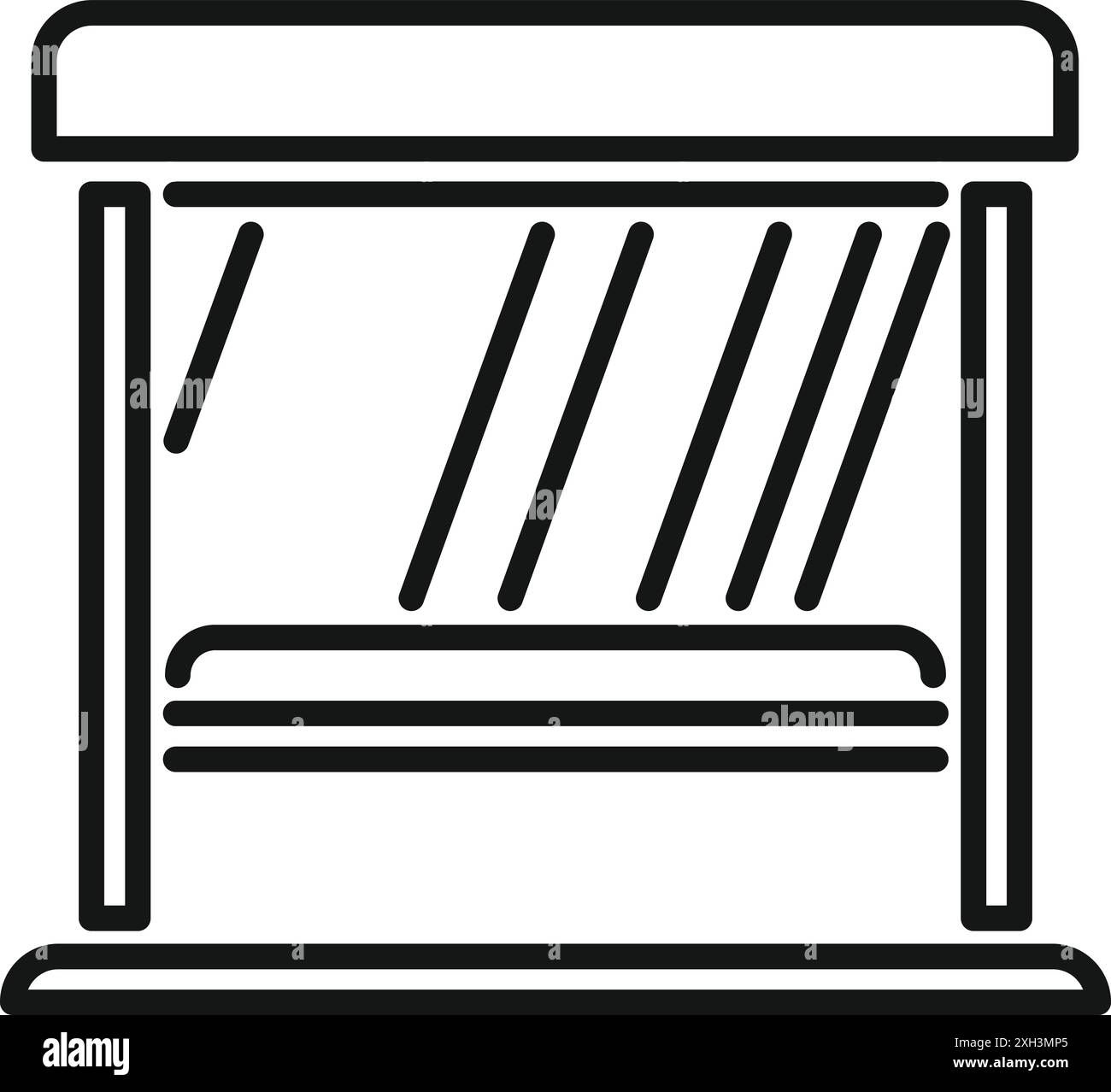 Simple icône noire et blanche d'un arrêt de bus attendant les gens à venir Illustration de Vecteur