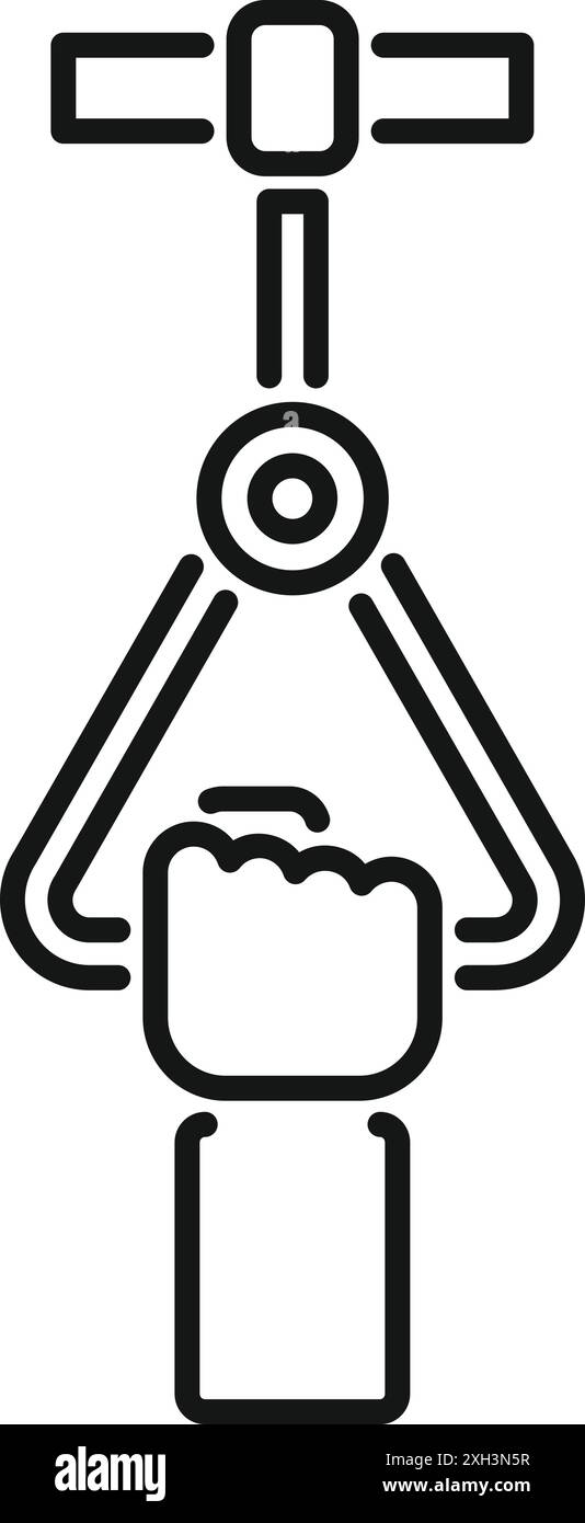 Simple dessin au trait de la main d'un ouvrier d'usine tirant un levier pour actionner des machines Illustration de Vecteur