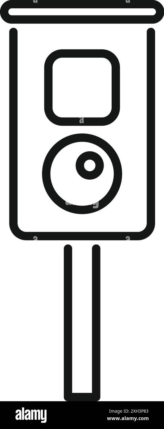 Capteur de stationnement simple affichant l'icône d'espace de stationnement libre sur un poteau Illustration de Vecteur