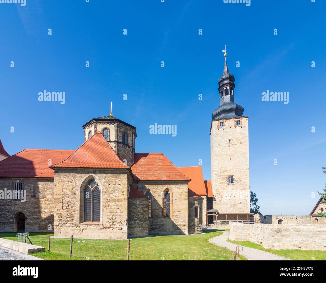 Querfurt : château de Burg Querfurt, chapelle romane du château, tour Pariser Turm in , Saxe-Anhalt, Saxe-Anhalt, Allemagne Banque D'Images