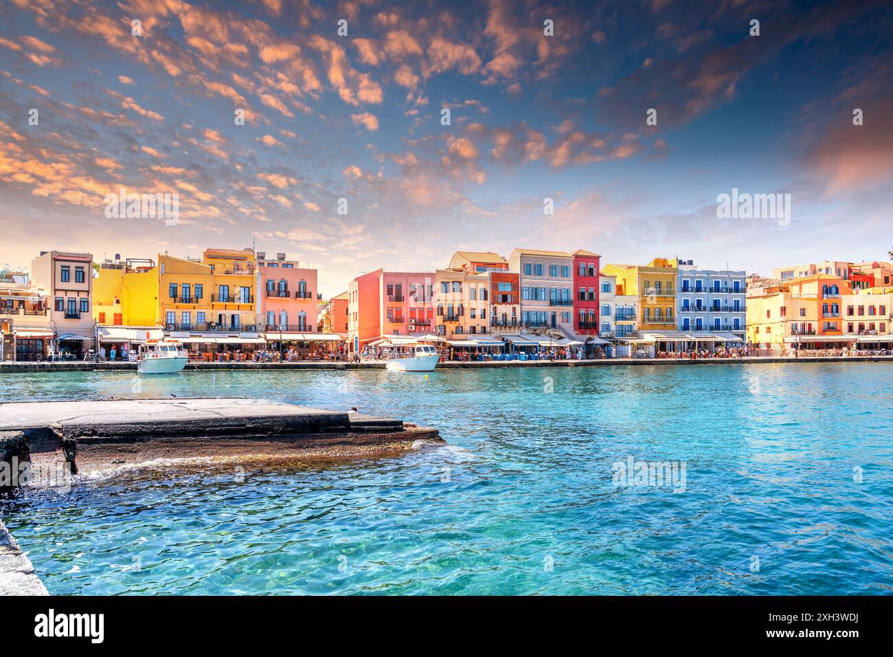 Vieille ville de Chania, île de Crète, Grèce Banque D'Images