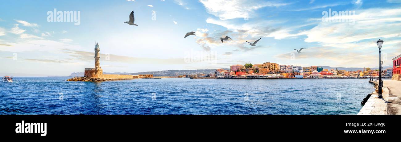 Vieille ville de Chania, île de Crète, Grèce Banque D'Images
