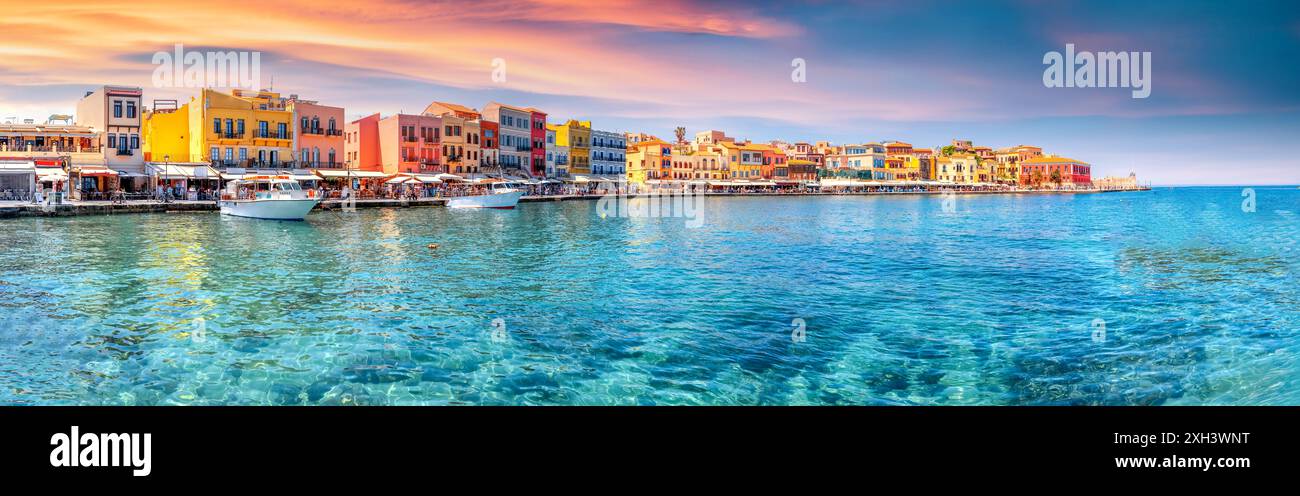 Vieille ville de Chania, île de Crète, Grèce Banque D'Images