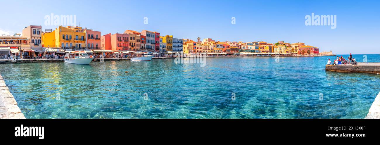 Vieille ville de Chania, île de Crète, Grèce Banque D'Images