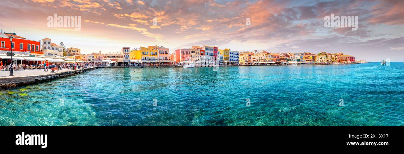 Vieille ville de Chania, île de Crète, Grèce Banque D'Images