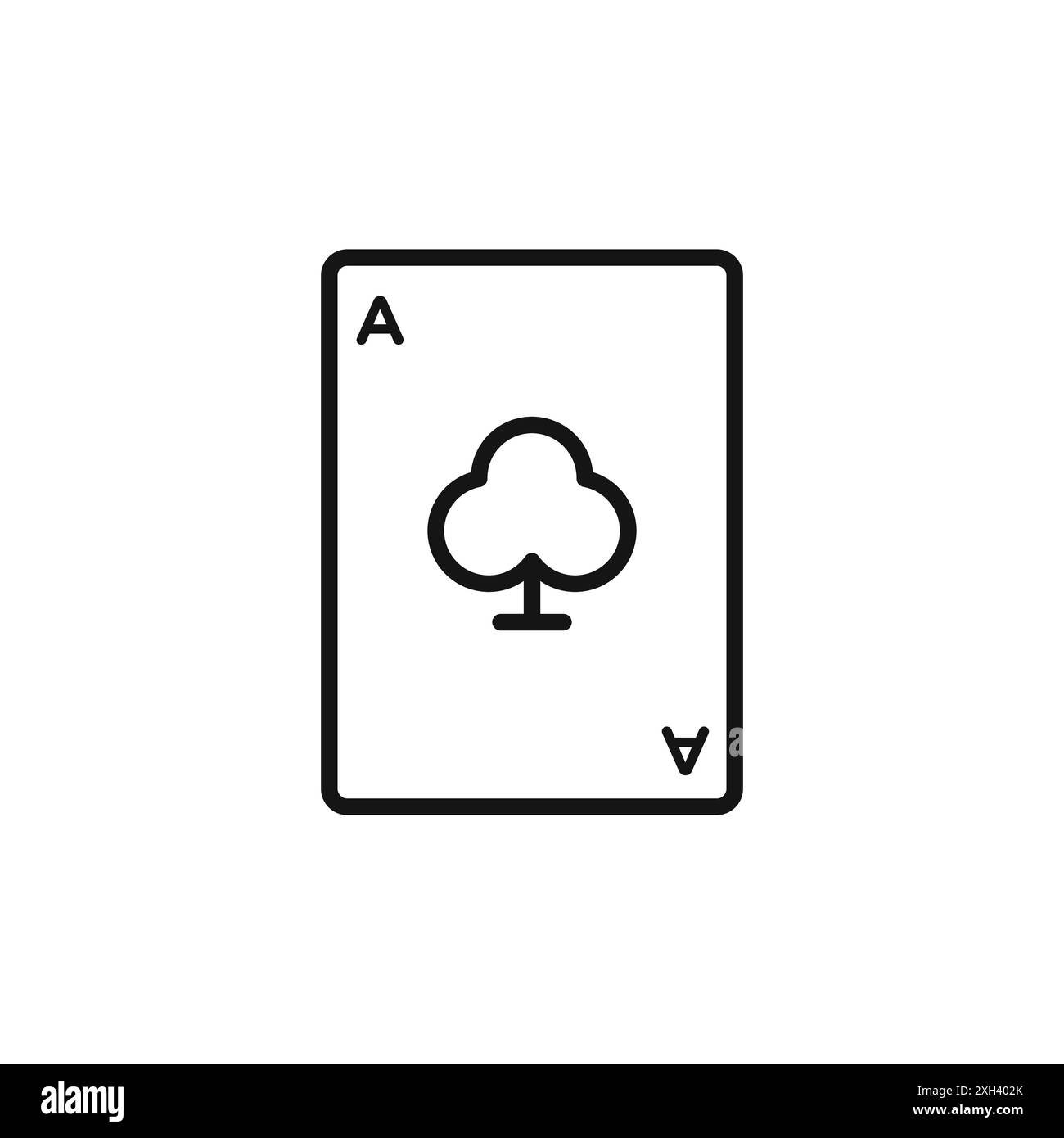 ACE of clubs icône logo signe vectoriel contour en noir et blanc Illustration de Vecteur