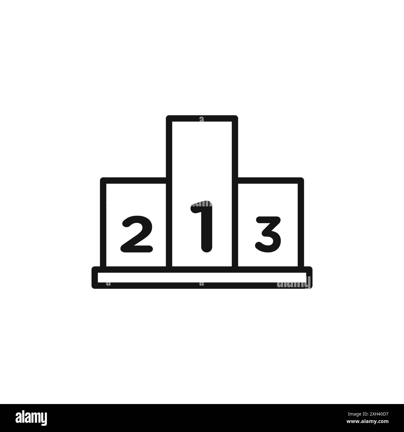 contour de vecteur de signe de logo d'icône de podium champion en couleur noire et blanche Illustration de Vecteur