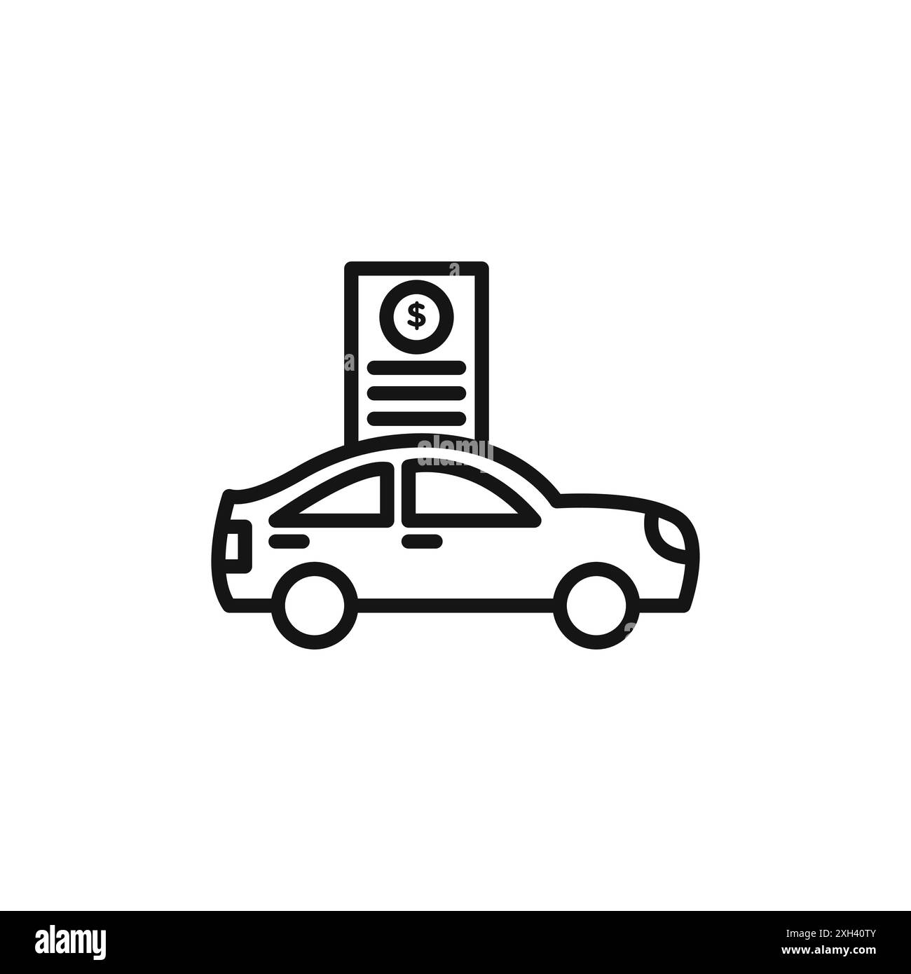 Contour de vecteur de signe de logo d'icône de prêt de voiture en couleur noire et blanche Illustration de Vecteur
