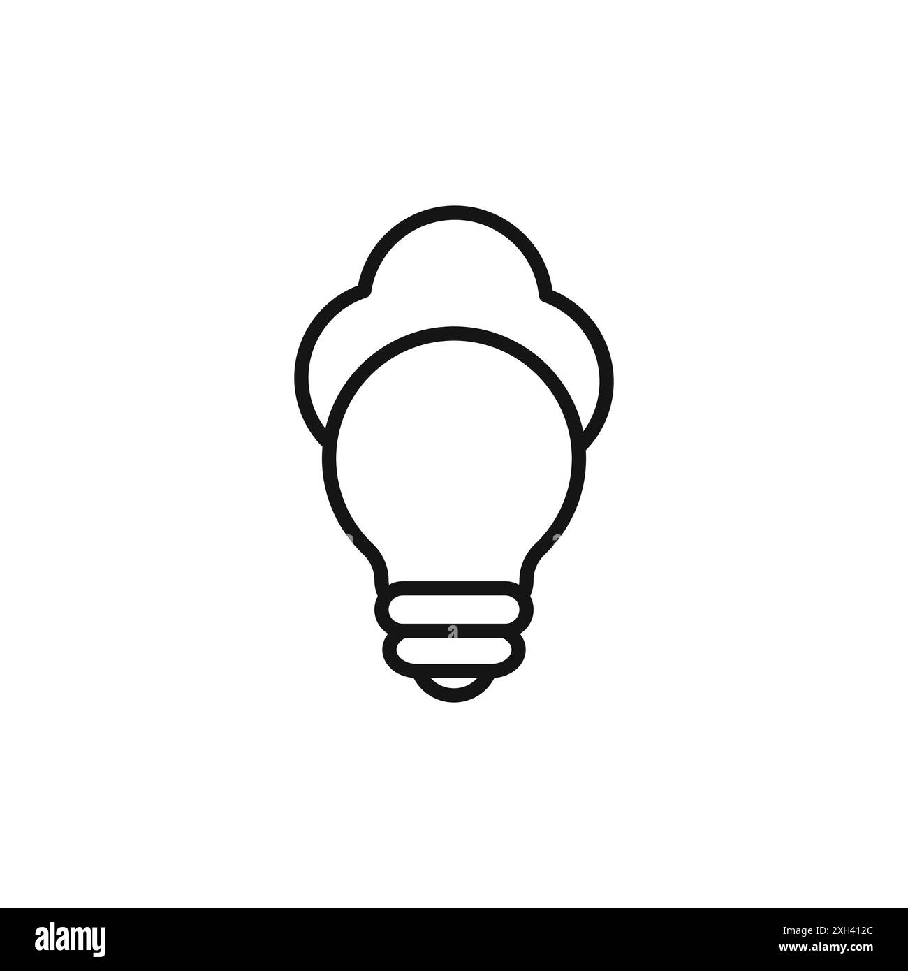 Contour de vecteur de signe de logo d'icône d'idée de cerveau en couleur noire et blanche Illustration de Vecteur