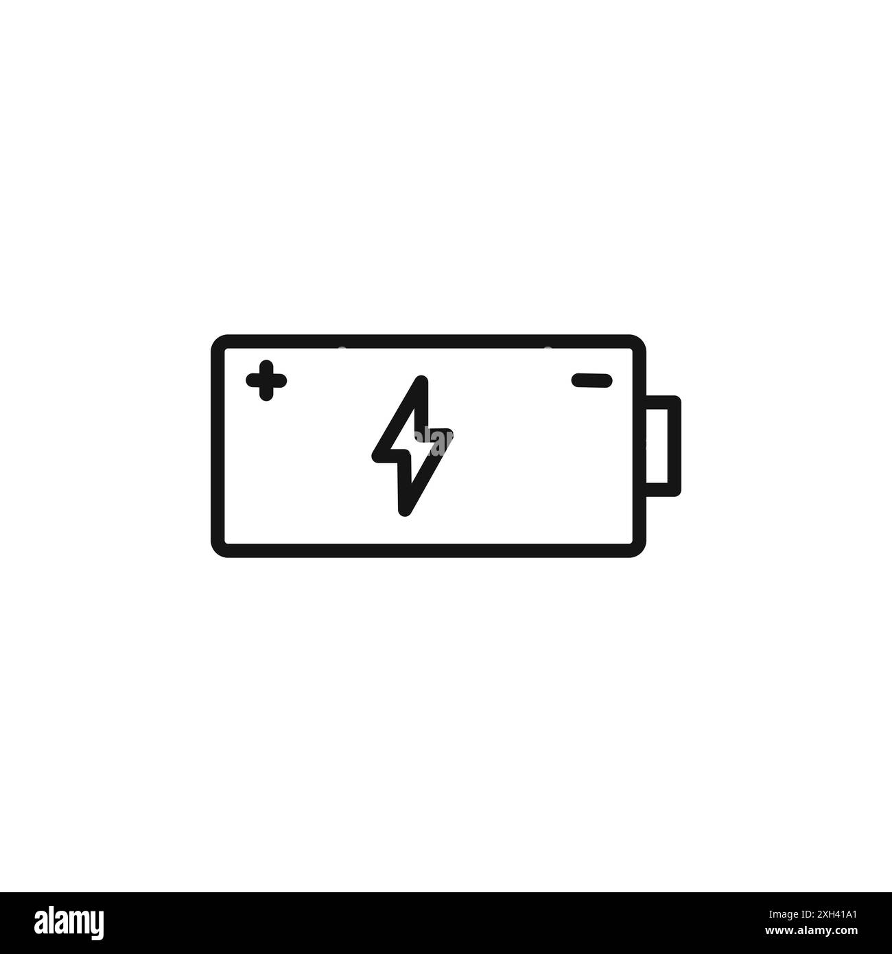 Contour vectoriel de signe de logo d'icône de batterie de chargement en noir et blanc Illustration de Vecteur