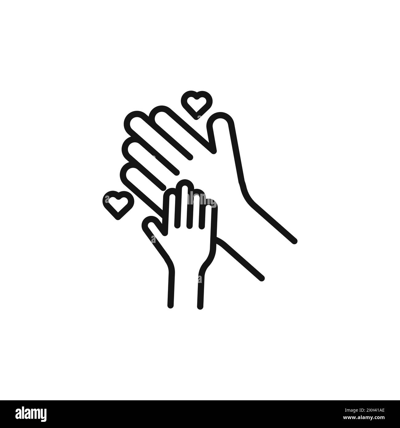 Charity for Children icône logo signe vectoriel contour en noir et blanc Illustration de Vecteur