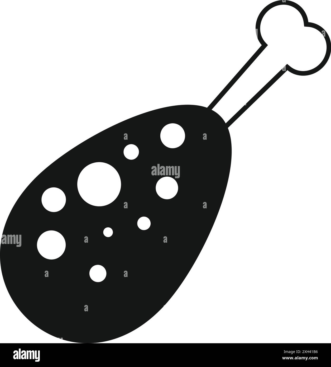 Silhouette noire d'une cuisse de poulet, idéale pour représenter les produits de viande de volaille d'une manière simple et reconnaissable Illustration de Vecteur