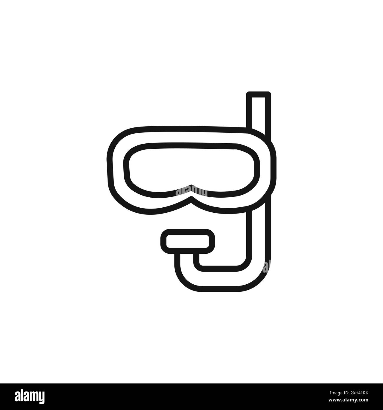 Contour de vecteur de signe de logo d'icône de masque de plongée en couleur noire et blanche Illustration de Vecteur