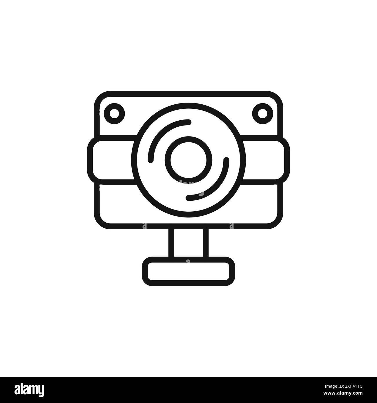 Contour de vecteur de signe de logo d'icône de webcam numérique en noir et blanc Illustration de Vecteur