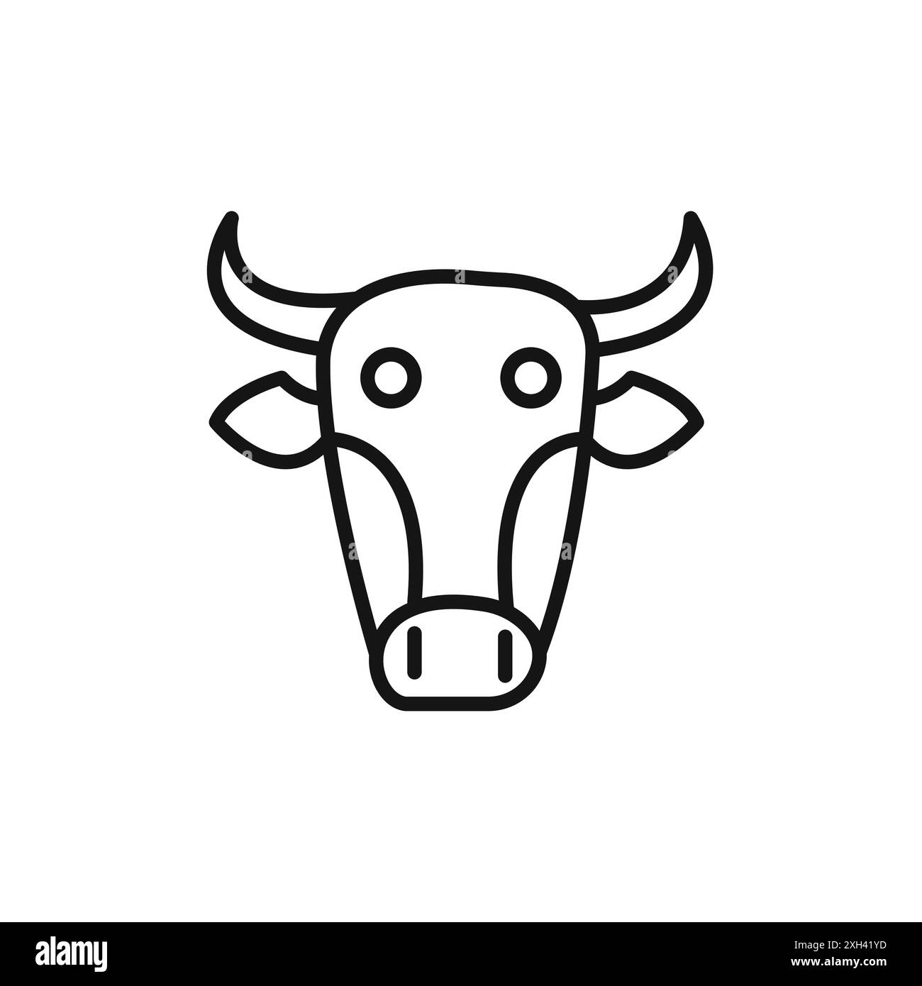 contour de vecteur de signe de logo de tête de vache en noir et blanc Illustration de Vecteur
