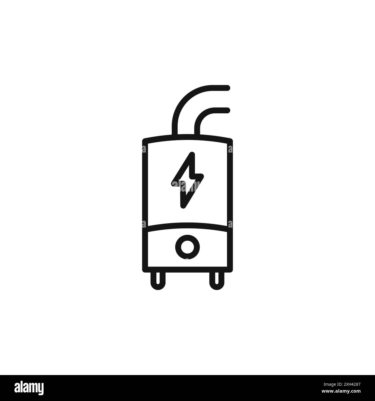 Contour de vecteur de signe de logo de chaudière de chauffage électrique en couleur noire et blanche Illustration de Vecteur