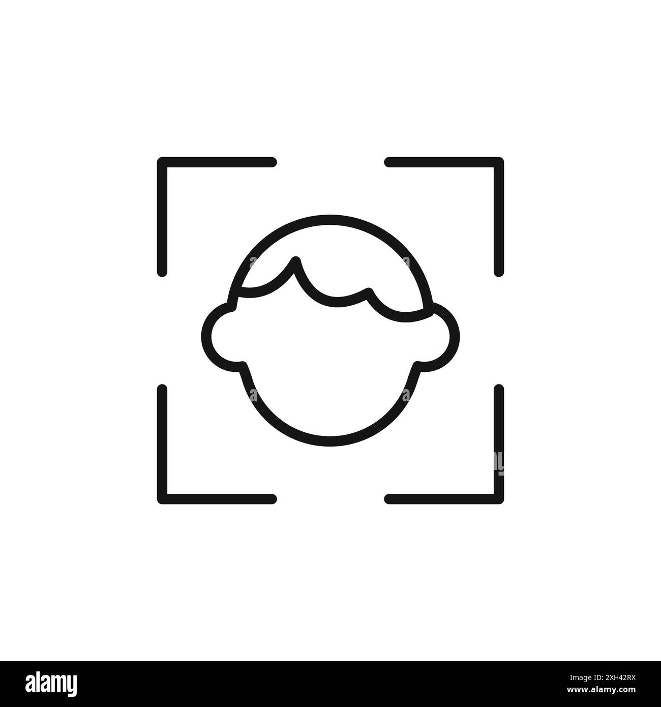 contour vectoriel de signe de logo d'icône de détection de visage en noir et blanc Illustration de Vecteur