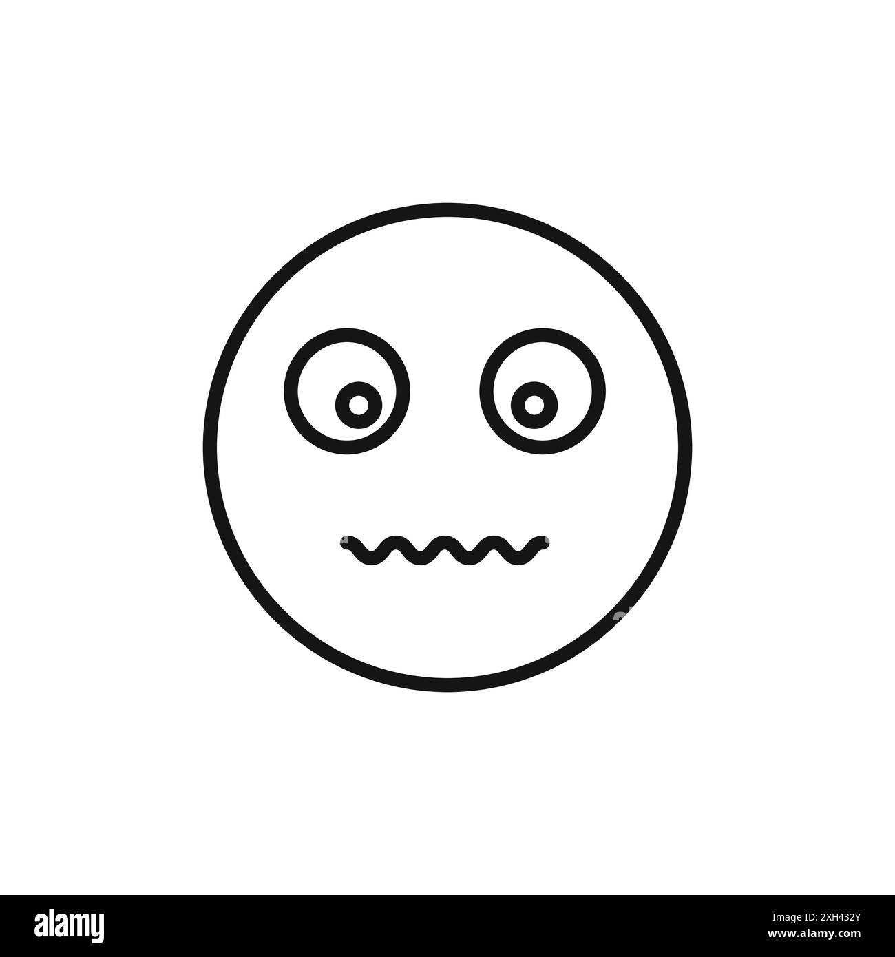 Guilty face emoji icône logo logo contour vectoriel en noir et blanc Illustration de Vecteur