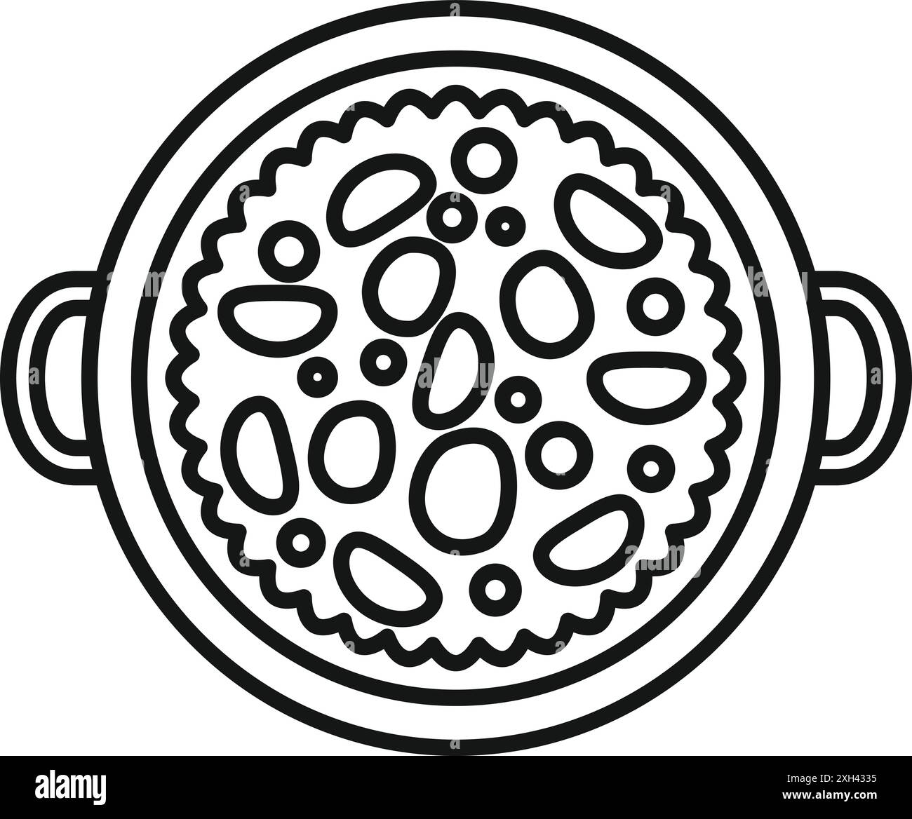 Icône linéaire d'une poêle à paella avec plat de riz espagnol traditionnel en cours de cuisson Illustration de Vecteur Icône linéaire d'une poêle à paella avec plat de riz espagnol traditionnel en cours de cuisson Illustration de Vecteur