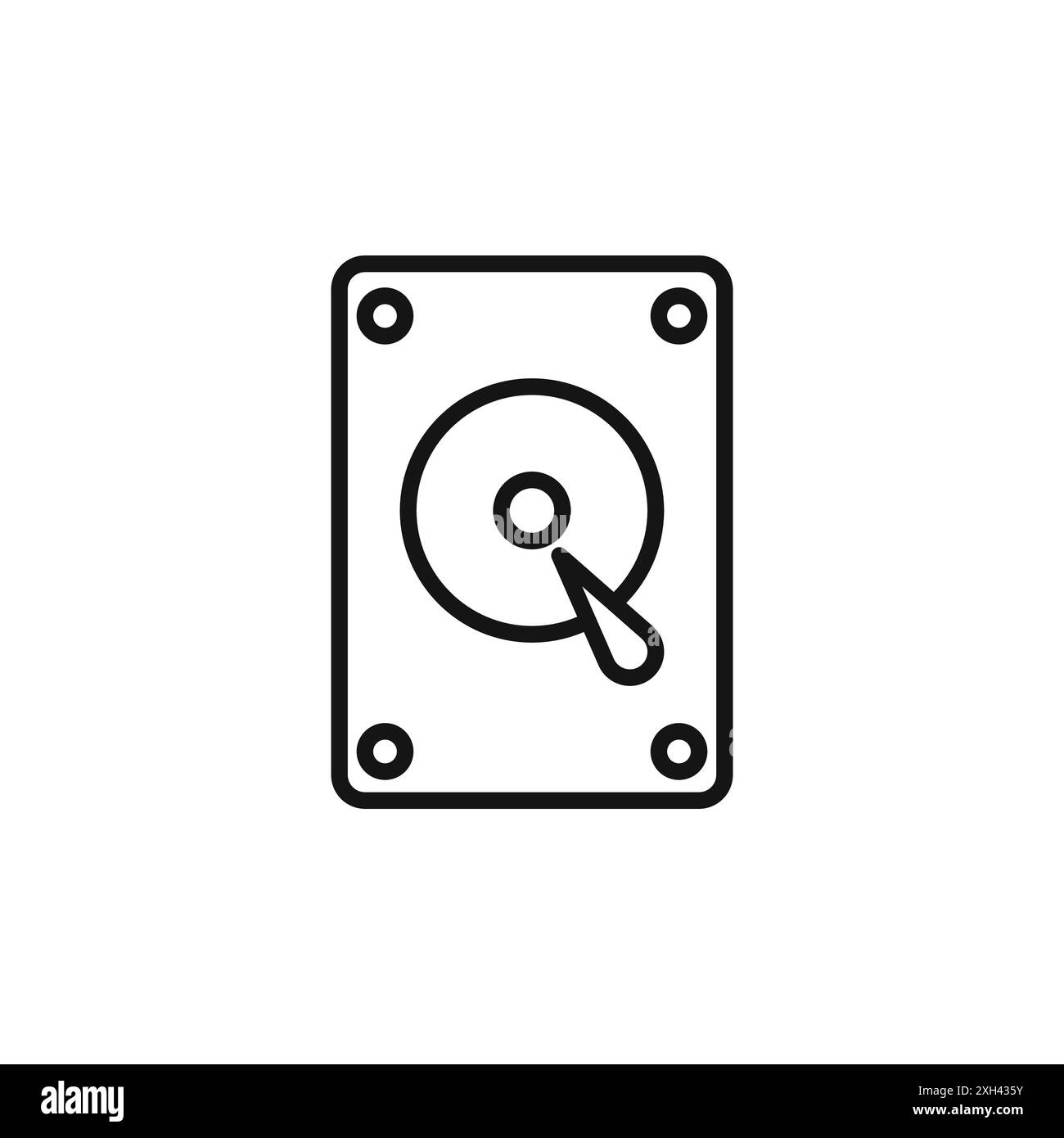 Icône de disque dur logo signe vectoriel contour en noir et blanc Illustration de Vecteur