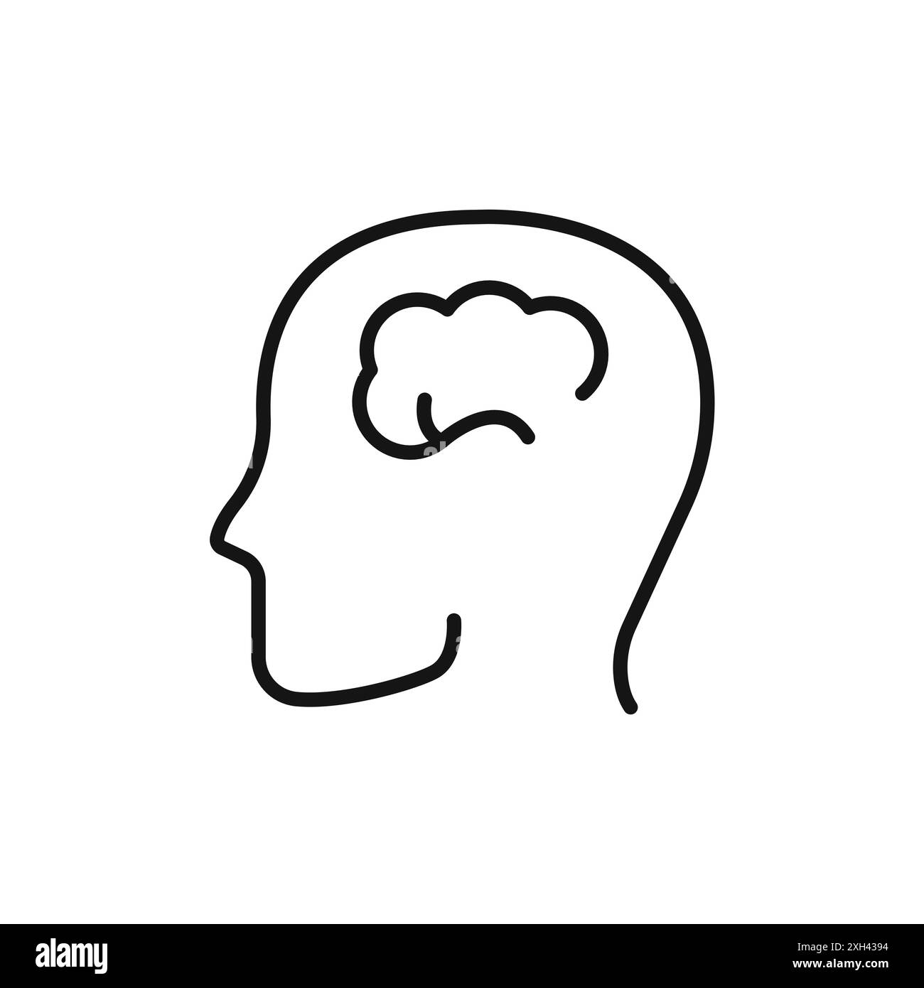 Contour de vecteur de signe de logo de cerveau humain en couleur noire et blanche Illustration de Vecteur