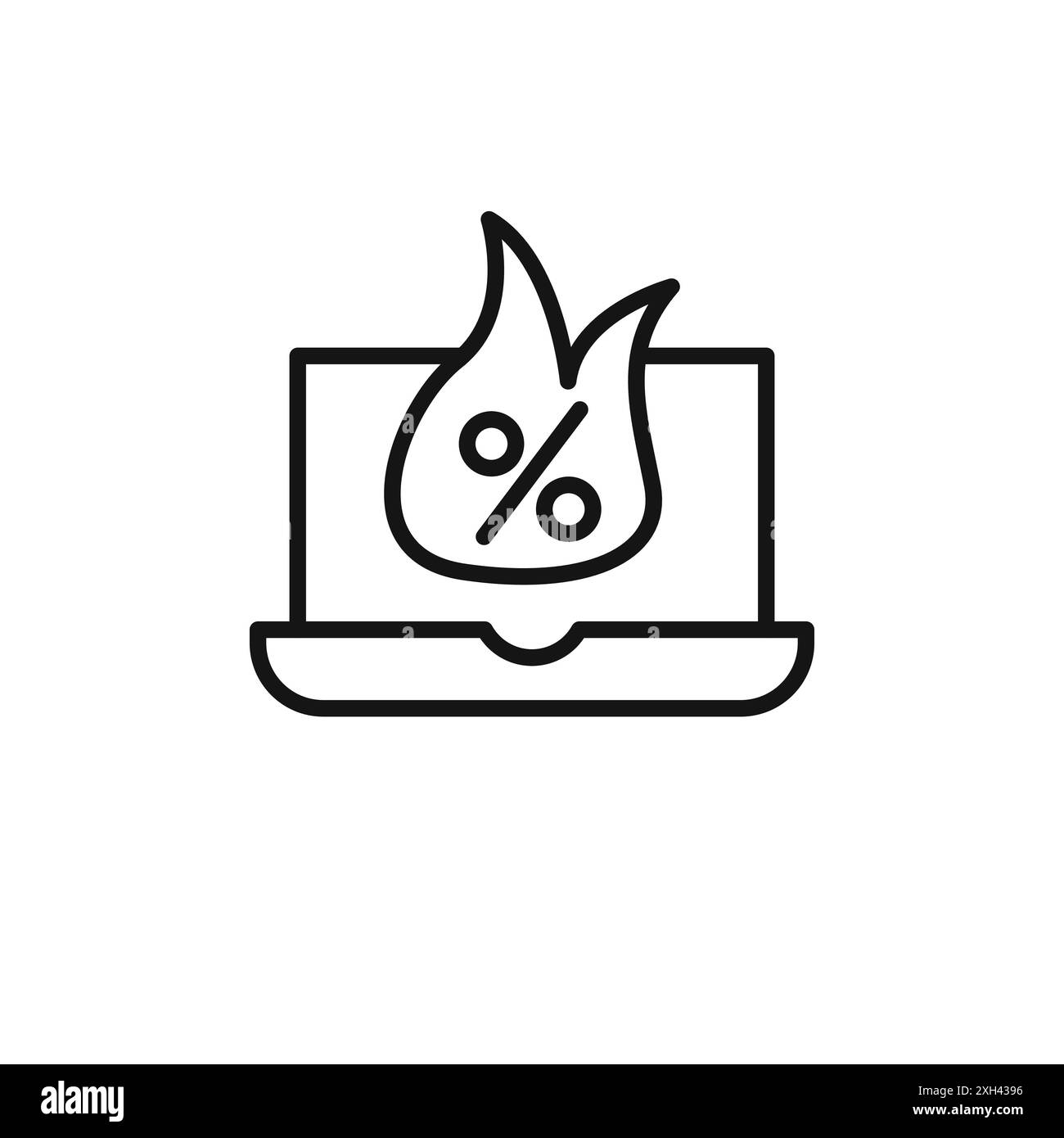 Contour vectoriel de signe de logo Hot Deal en noir et blanc Illustration de Vecteur